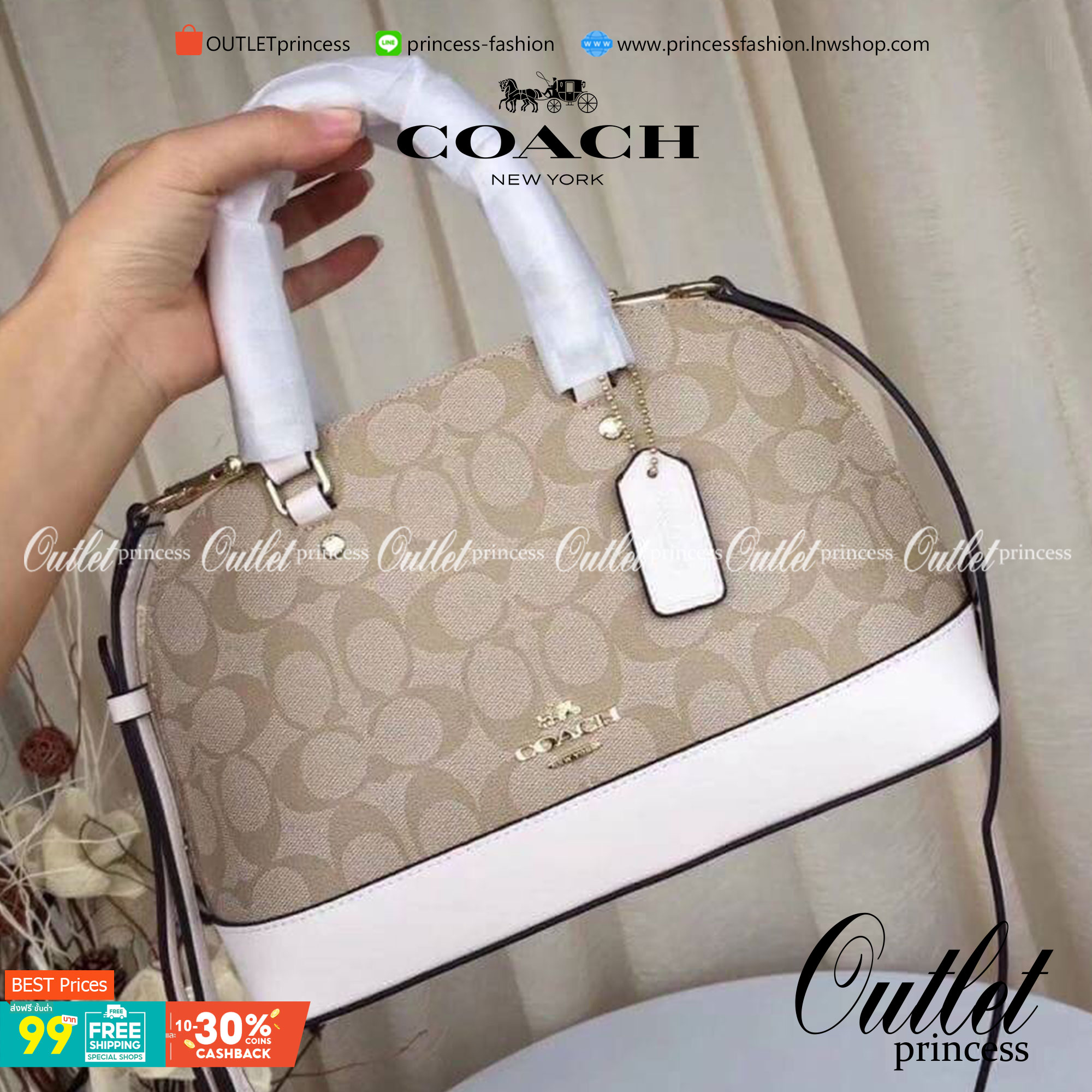 Coach Mini Sierra Signature กระเป๋าถือทรงโดม ภายในกว้างสามารถใส่กระเป๋าเงินเล็ก และมือถือได้ และยังมีช่องซิปเล็ก 1 ช่อง ด้านหลังมีกระเป๋าเล็กเก็บบัตร 1 ช่อง ใครยังไม่มีพลาดไม่ได้แล้วนะคะ