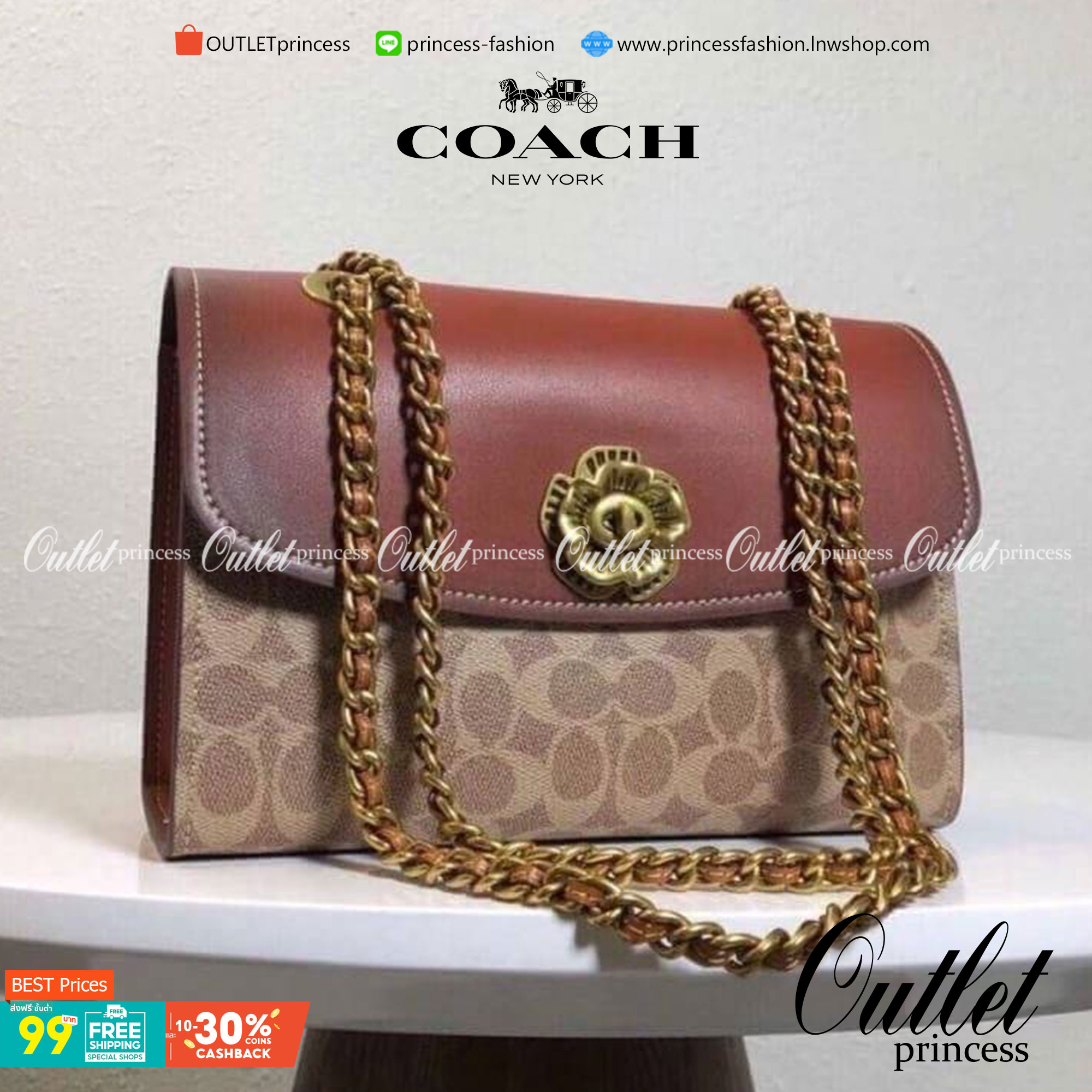 Coach Parker In Signature Canvas With Tea Rose