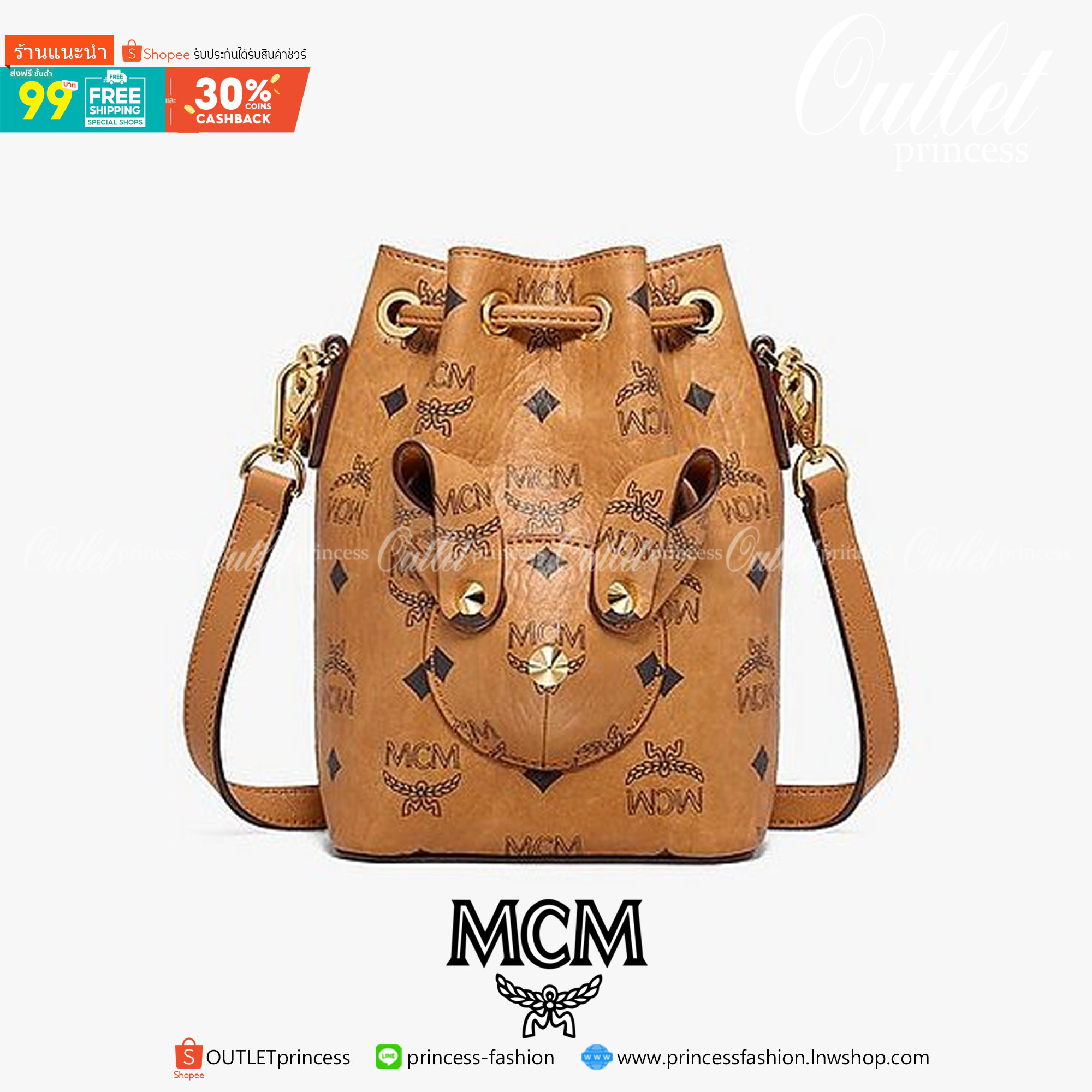 M.C.M X-MINI ZOO RABBIT BUCKET BAG IN VISETOS ใหม่ล่าสุด ฮิตมากที่เกาหลี ไอเท็มสุดคิ้วท์ ซิกเนเจอร์ต้องมา กระเป๋าสะพายทรง bucket ไซส์เล็กขนาดน่ารักน่าใช้มากๆ ดีไซน์น้องกระต่ายด้านหน้าโดดเด่น วัสดุหนังแคนวาสคุณภาพดี