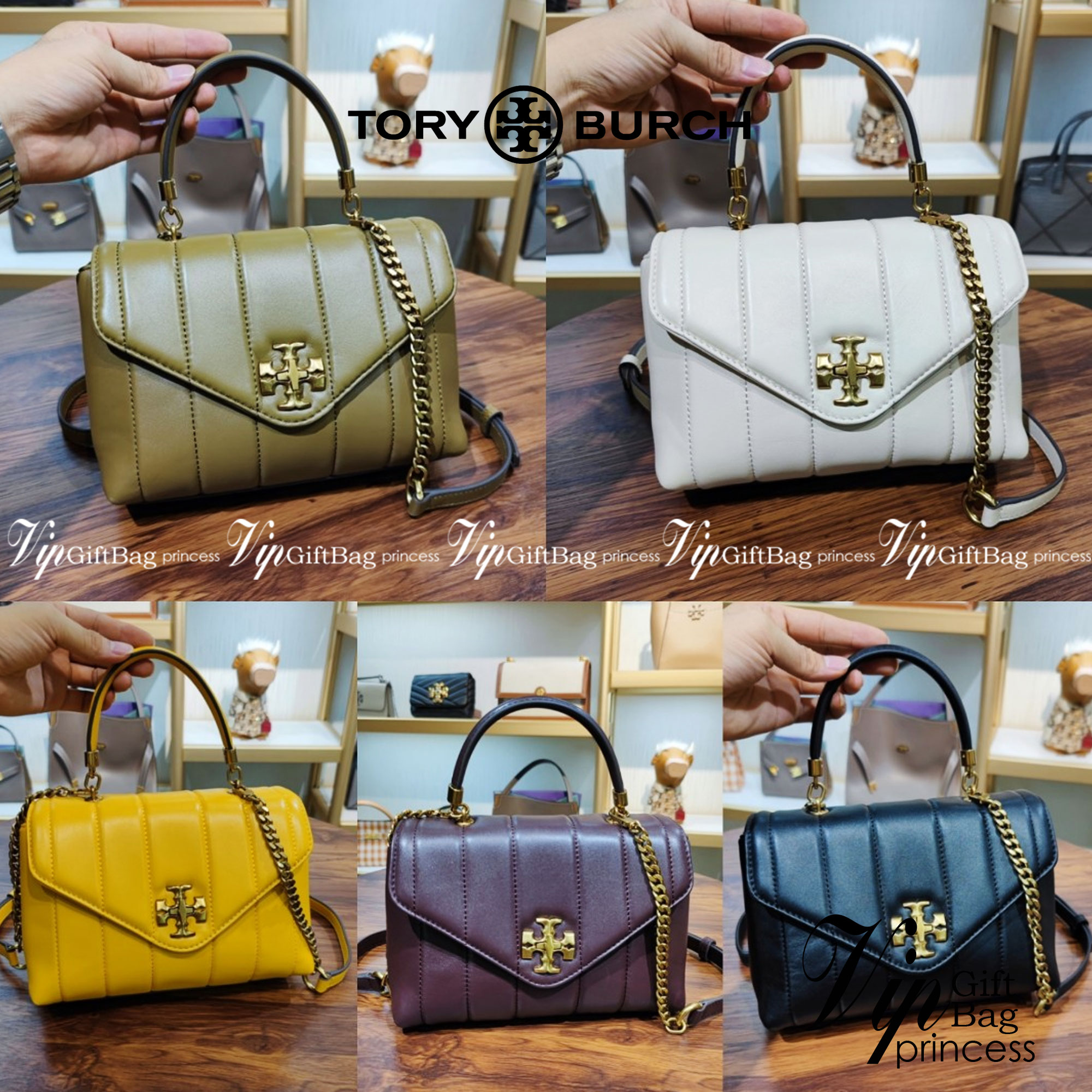 TORY BURCH KIRA QUILTED SMALL SATCHEL มาแล้วด่วนๆ!! กับคอลที่ปังไม่ไหว พร้อมเสิร์ฟสีคลาสสิค กระเป๋าถือ/สะพาย ทรงสวย สะพายคล่องตัว หนังแท้ ดีไซน์บุนวม เส้นคมสวยหรู วัสดุหนังแกะ สัมผัสดีงาม นิ่มมือ เปิด-ปิดด้วยอะไหล่บิดล็อค ภายในเป็นช่องโล่ง มีช่องซิป ใส่ขอ