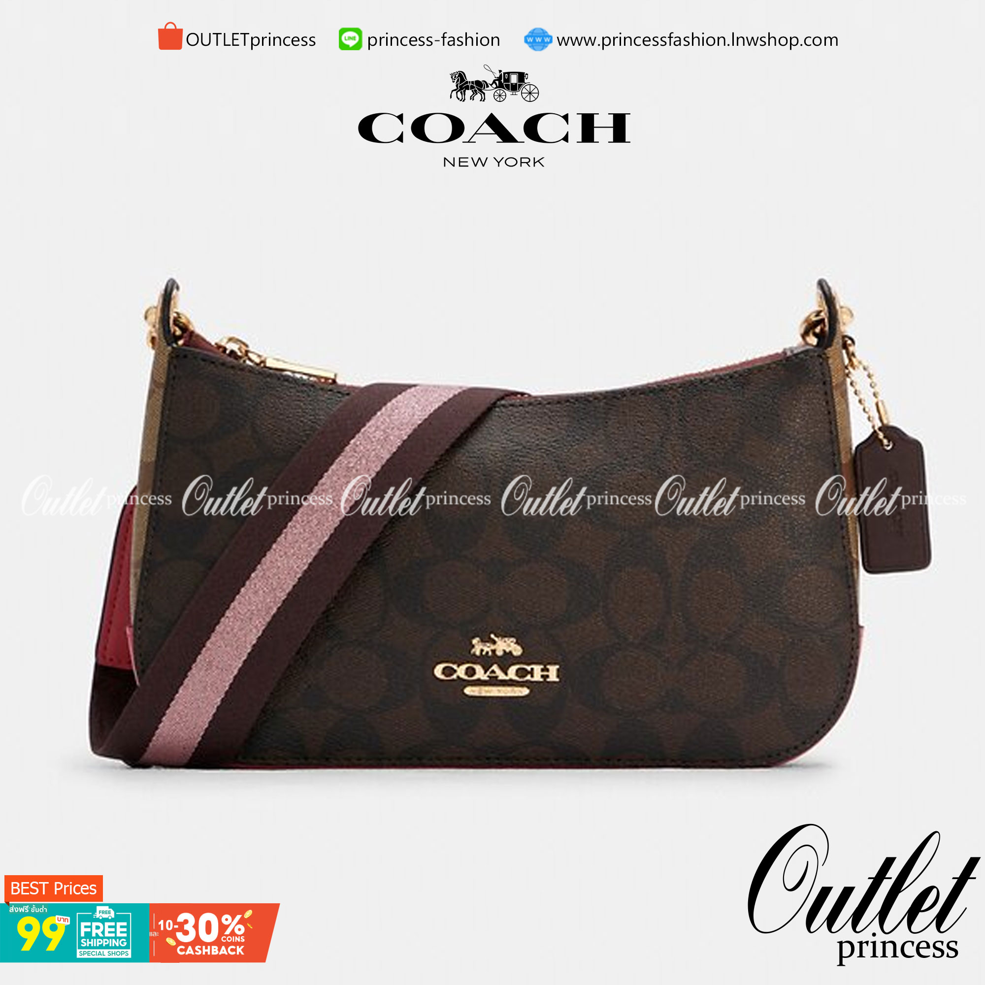 สีเข้าใหม่ สวยมากจริงค่ะ!! COACH JES BAGETTE IN BLOCKED SIGNAATURE ((C6825)) 📌พร้อมส่งที่ไทย สินค้าเข้าใหม่ลาสุดค่ะ! กระเป๋าสะพายครอสบอดี้ร์ หนังแท้ น้ำหนักเบา ทรงสวย 🔺ตัวกระเป๋าเป็นหนังลายC สลับสีได้ลงตัวสวยงาม โดดเด่น น่าใช้มากๆค่ะ!