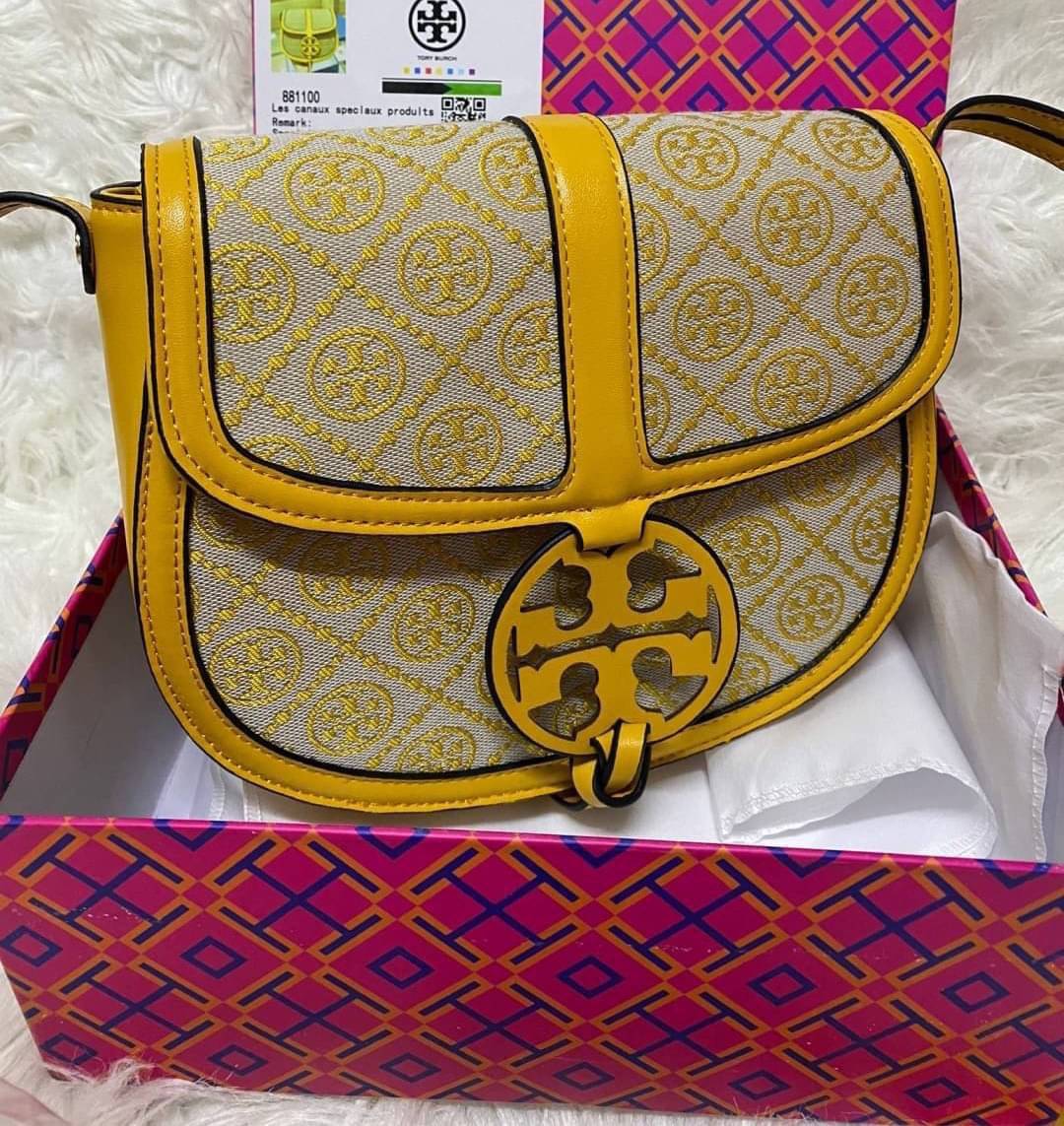 TORY BURCH MILLER CANVAS QUADRANT SADDLE BAG