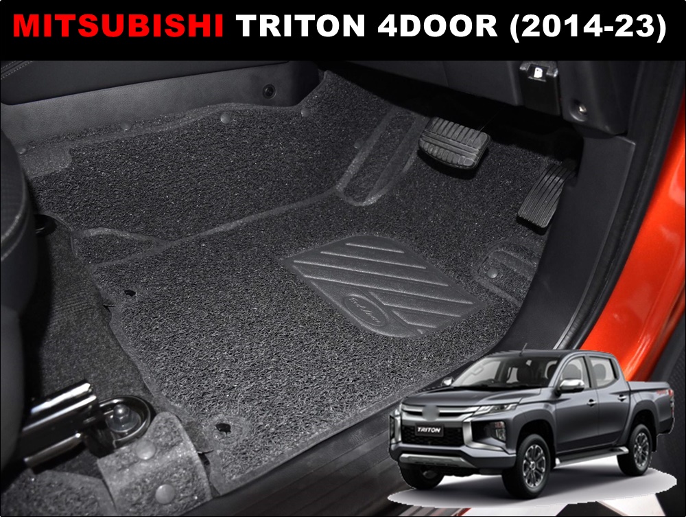 พรมไวนิลดักฝุ่นรีดขอบ MITSUBISHI TRITON 4ประตู 2014-2023 พรมดักฝุ่นในรถยนต์ เข้ารูป เต็มคัน