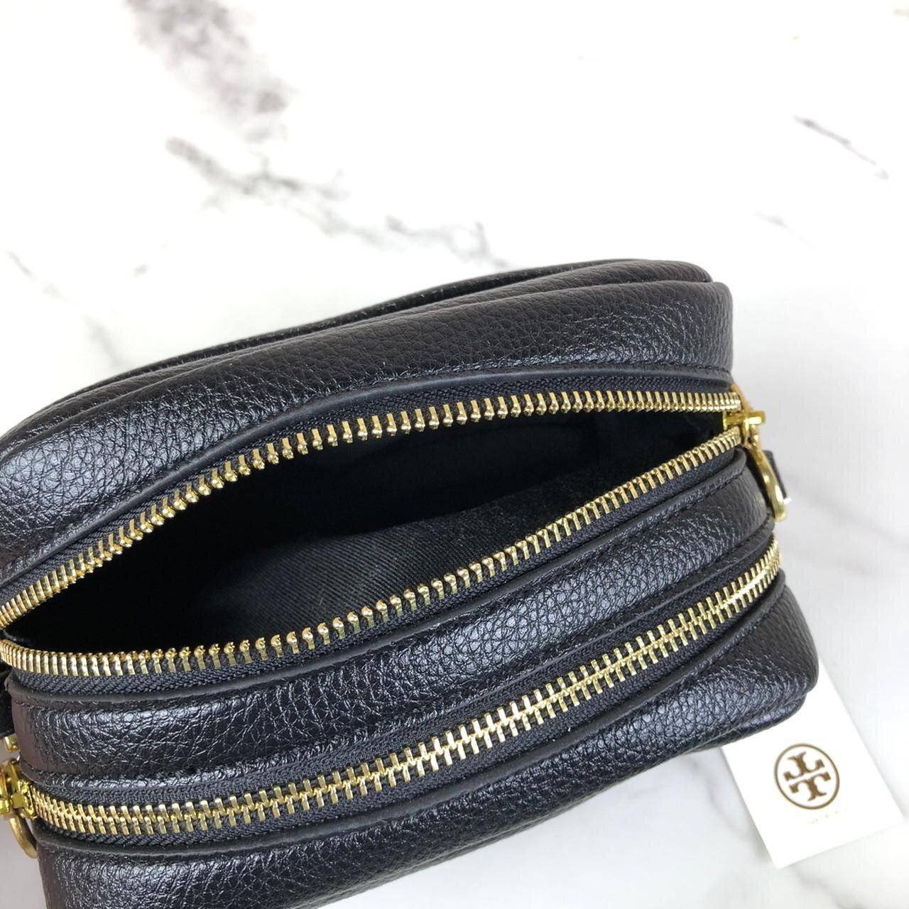 ของแท้ 💯% Tory Burch Perry Bombe Mini Leather Crossbody กระเป๋าสะพาย 2 ช่องซิป