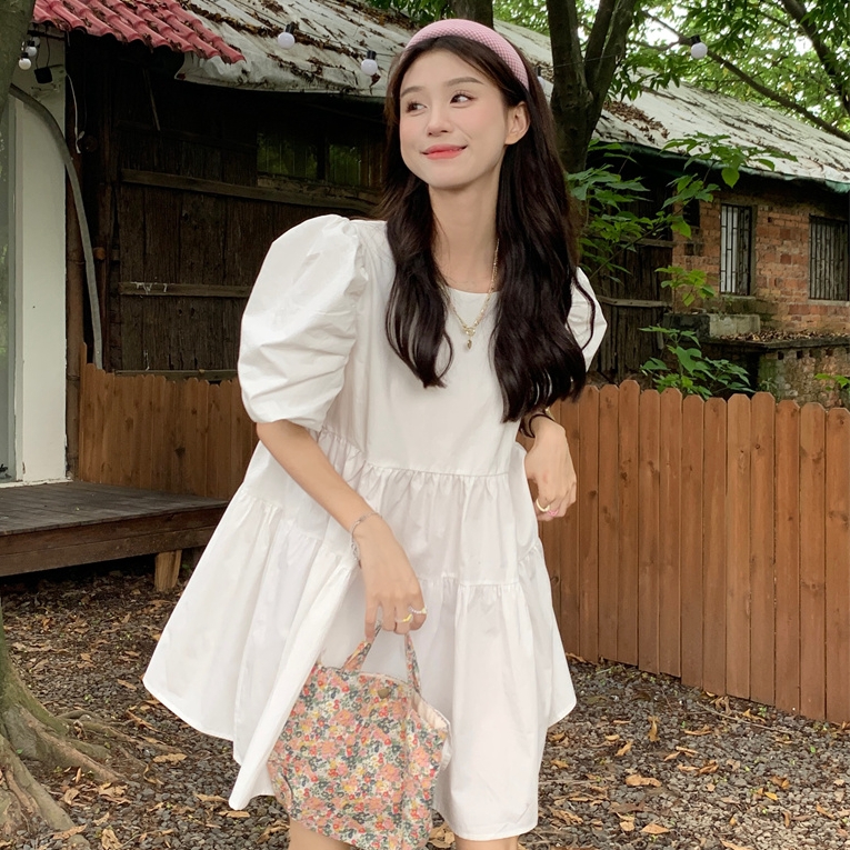 พร้อมส่ง 🪔⛵️ Looked for you dress เดรสสีขาวตัวสั้นแต่งแขนตุ๊กตา (IN37592)