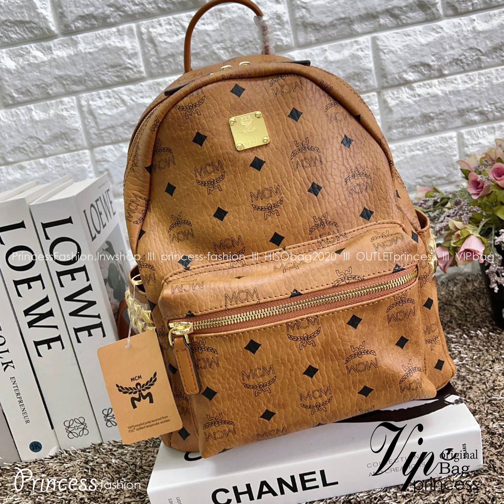 M.C.M Stark Side Studs Backpack in Visetos กระเป๋าเป้คลาสสิก รุ่นที่สามารถใช้งานได้ตลอดทั้งวันและได้ทั้งชาย/หญิง 🧡เกรดท็อปออริ เทียบแท้ 1:1 เกรดดีสุด ใช้งานต่างประเทศได้