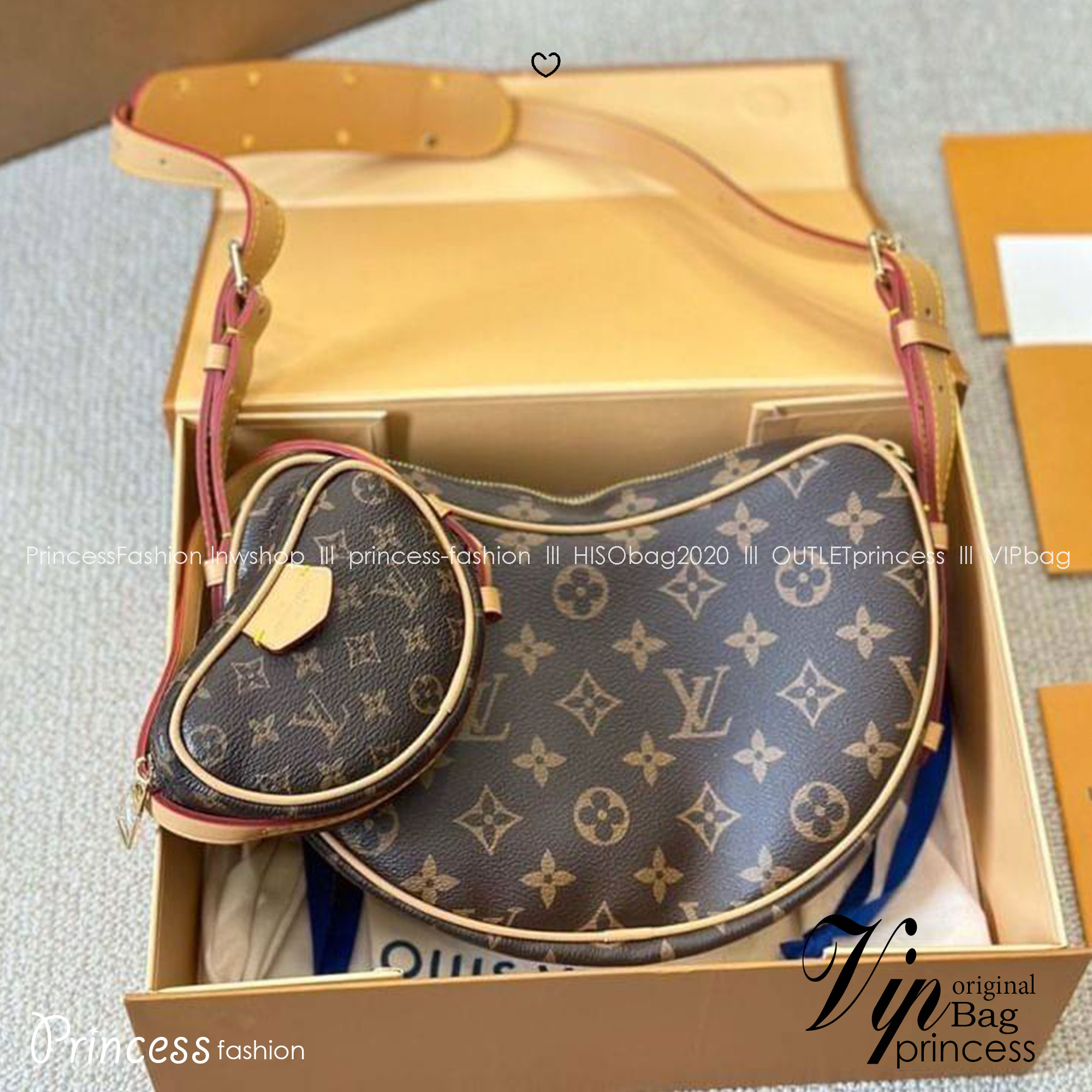 LV Croissant MM bag 25cm กระเป๋าสะพายดีไซส์เก๋เท่ห์มีสไตส์ ลายโมโนแกรม มาพร้อมใบลูกดีไซส์เข้ากัน สวยงาม สวยหรู ขนาดกำลังดี ใบจริงสวยมาก แนะนำเลยค่ะ
