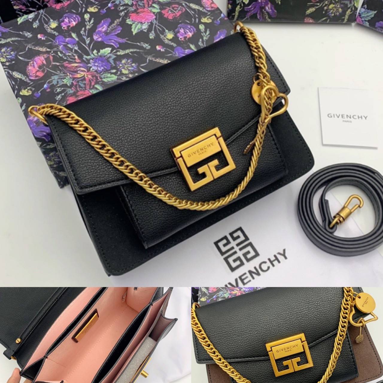 VIP 】หนังแท้ Givenchy GV3 Bag 9” สวยหรู ดูเป็นคนมีเทสดีเลยค่าา ดีไซน์คือสวยมีคลาส มีระดับสุดๆ พร้อมสายโซ่อะไหล่ทอง ละมุนตามากค่าา รุ่นนี้ขายดีมาก ได้มาน้อยด้วยนะคะ สาวๆ รีบจับจอง อย่าคิดนาน ราคานี้กับคุณภาพถือว่าคับแก้วมั๊กมากกกก ไม่ซื้อทนไหว ^^