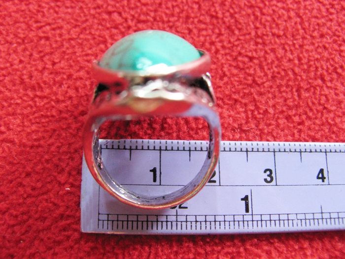 สินค้าหมดค่ะ แหวนหินเทอร์ควอยส์สีเขียว โรเดียมสีเงิน(มีโชค)แบบ3ค่ะ