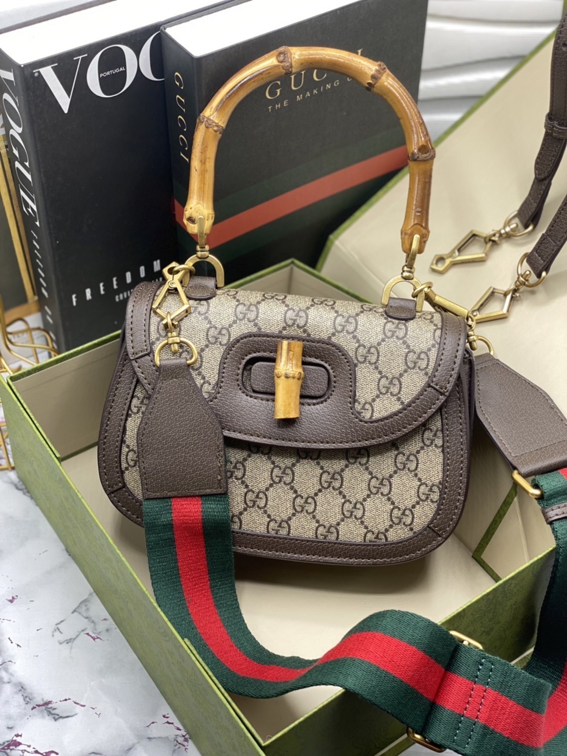 หนังแท้ Gucci Bamboo 1947 small top handle bag พร้อมส่งที่ไทย