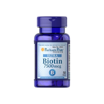 Biotin 7500 mcg ไบโอตินความเข้มข้นสูงสร้างความแข็งแรงให้เส้นผม [Puritan’s Pride]