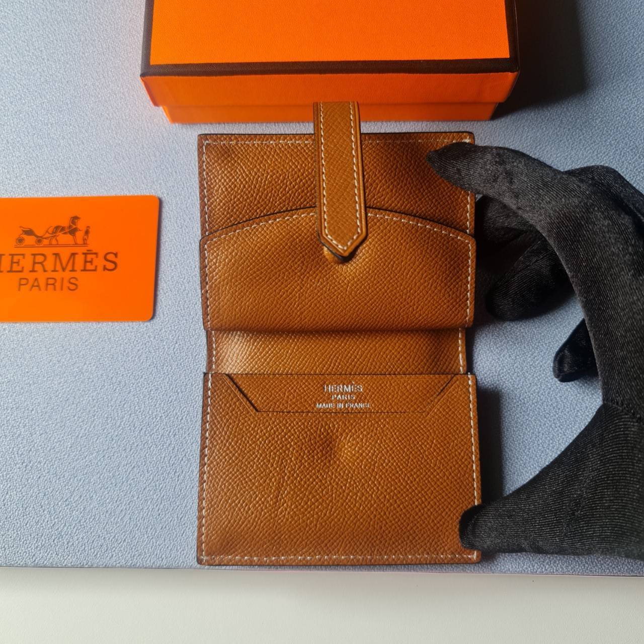 VIP หนังแท้ 】HERMES MINI BEARN WALLET UNISEX