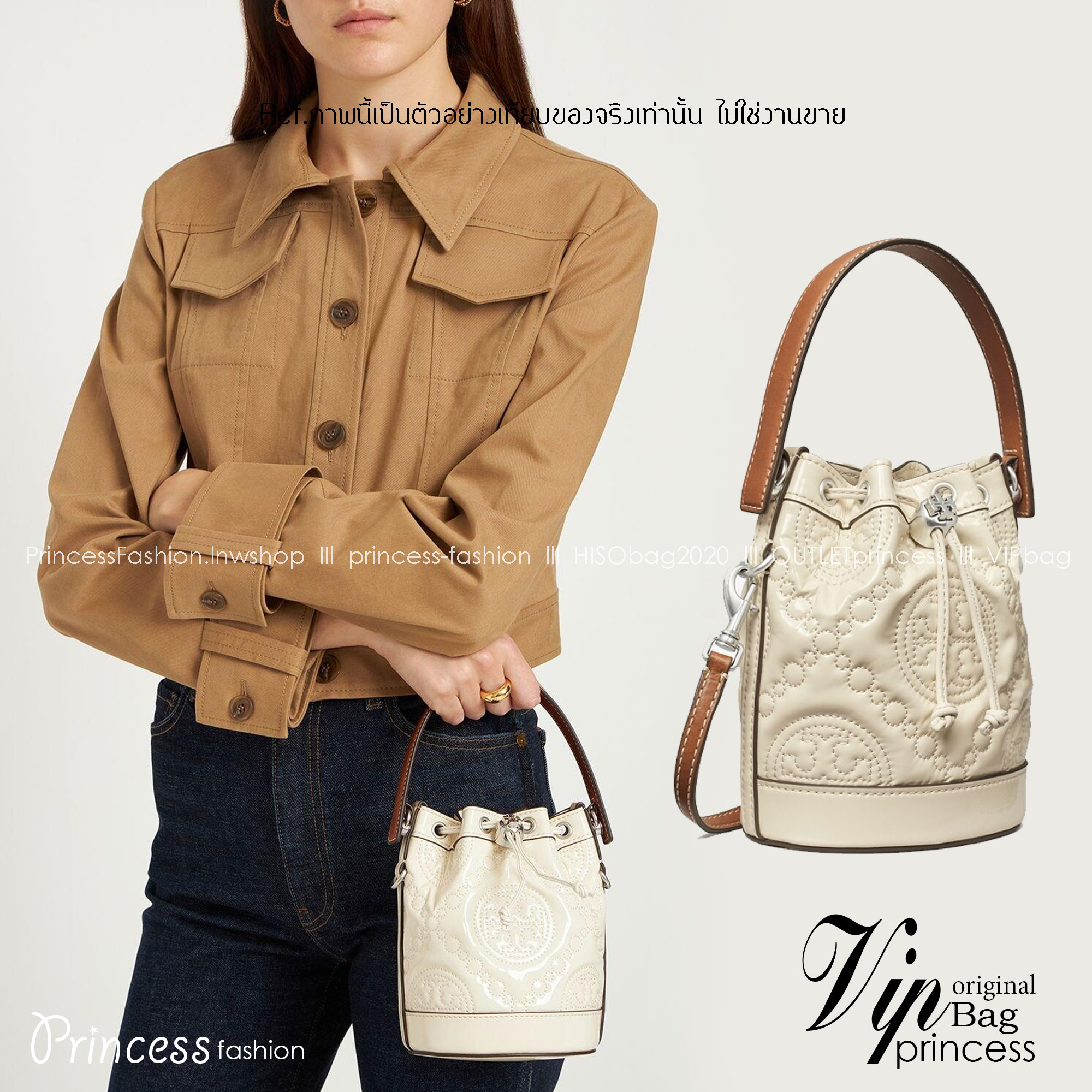 6 สี Tory Burch Puffy Mini / Tory burch T Monogram Puffy Patent Mini Bucket Bag / Tory Bucket Bag กระเป๋าบัคเกต size เล็ก โดดเด่นด้วยโลโก้ตัวนูนปั๊มด้านหน้า