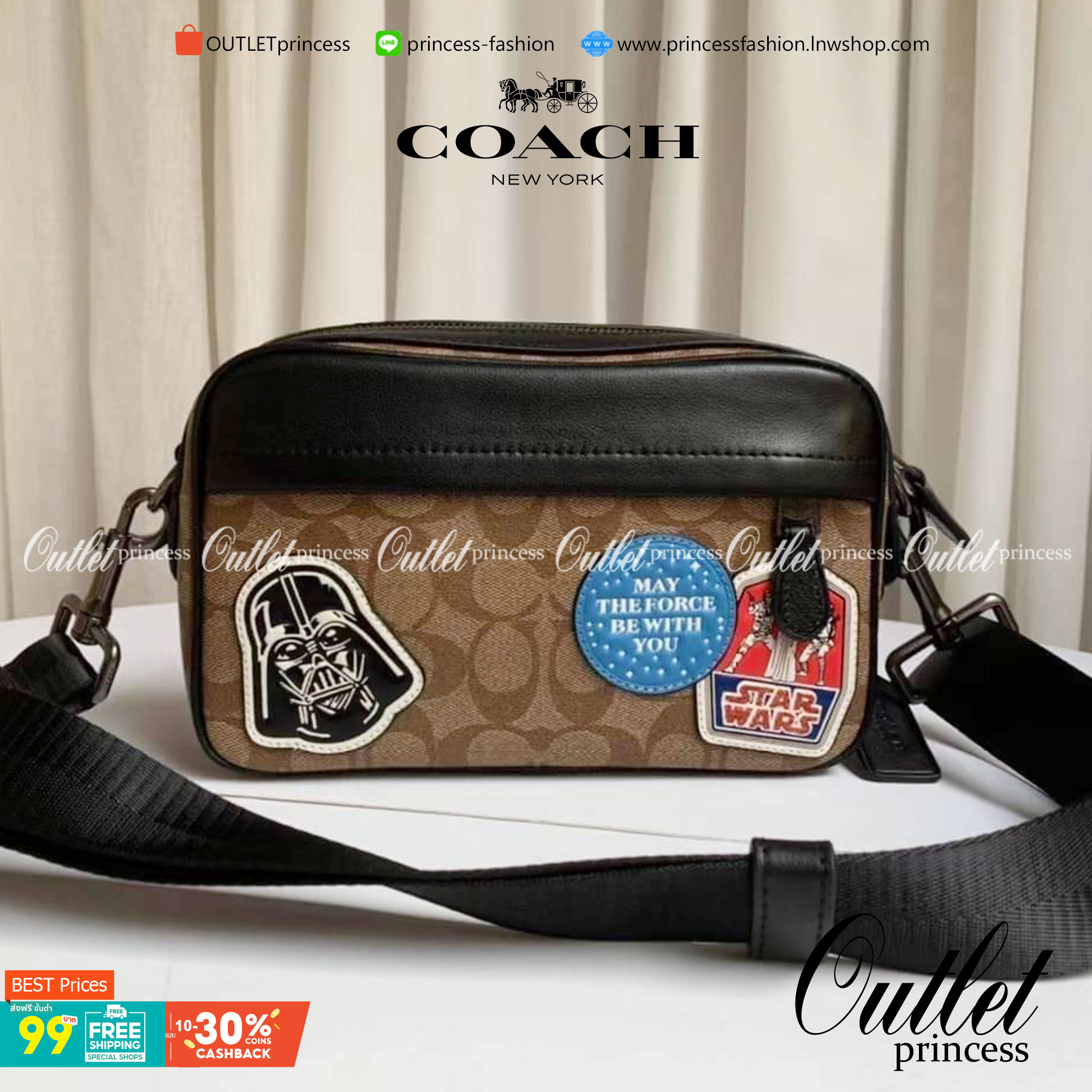 COACH STAR WARS X COACH GRAHAM CROSSBODY IN SIGNATURE CANVAS WITH PATCHES (COACH F89188)