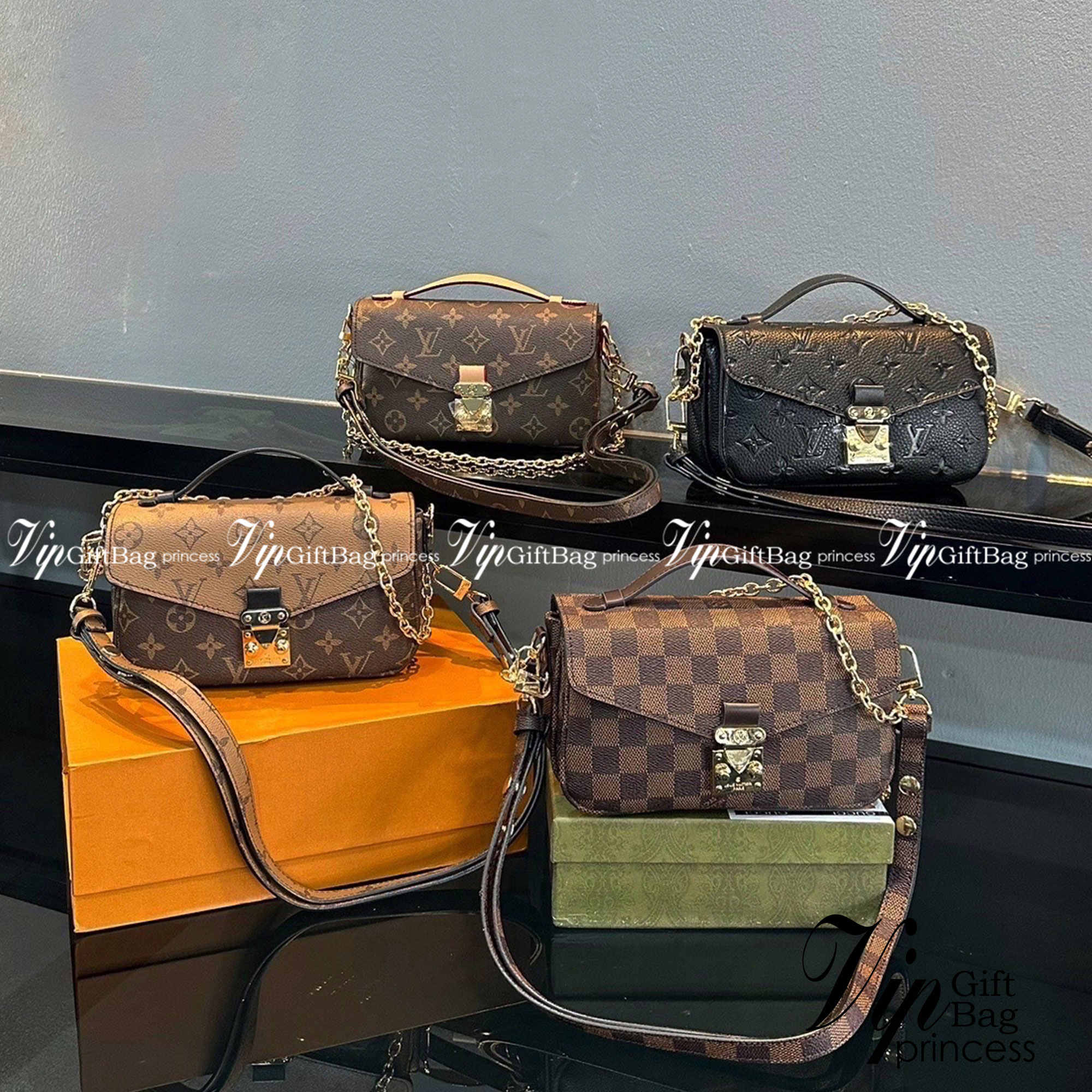 LV Pochette Métis East West กระเป๋าสะพาย พร้อมสายโซ่สีทองสำหรับสะพายไหล่แบบสั้นอย่างมีสไตล์ และสายหนังถอดได้ กระเป๋า Monogram แคนวาส แต่งขอบหนัง และตัวล็อกแบบ S-lock อันเป็นเอกลักษณ์ ของความหรูหรา พร้อมส่งที่ไทย ภาพถ่ายจากงานขายจริง ใช้งานต่างประเทศได้