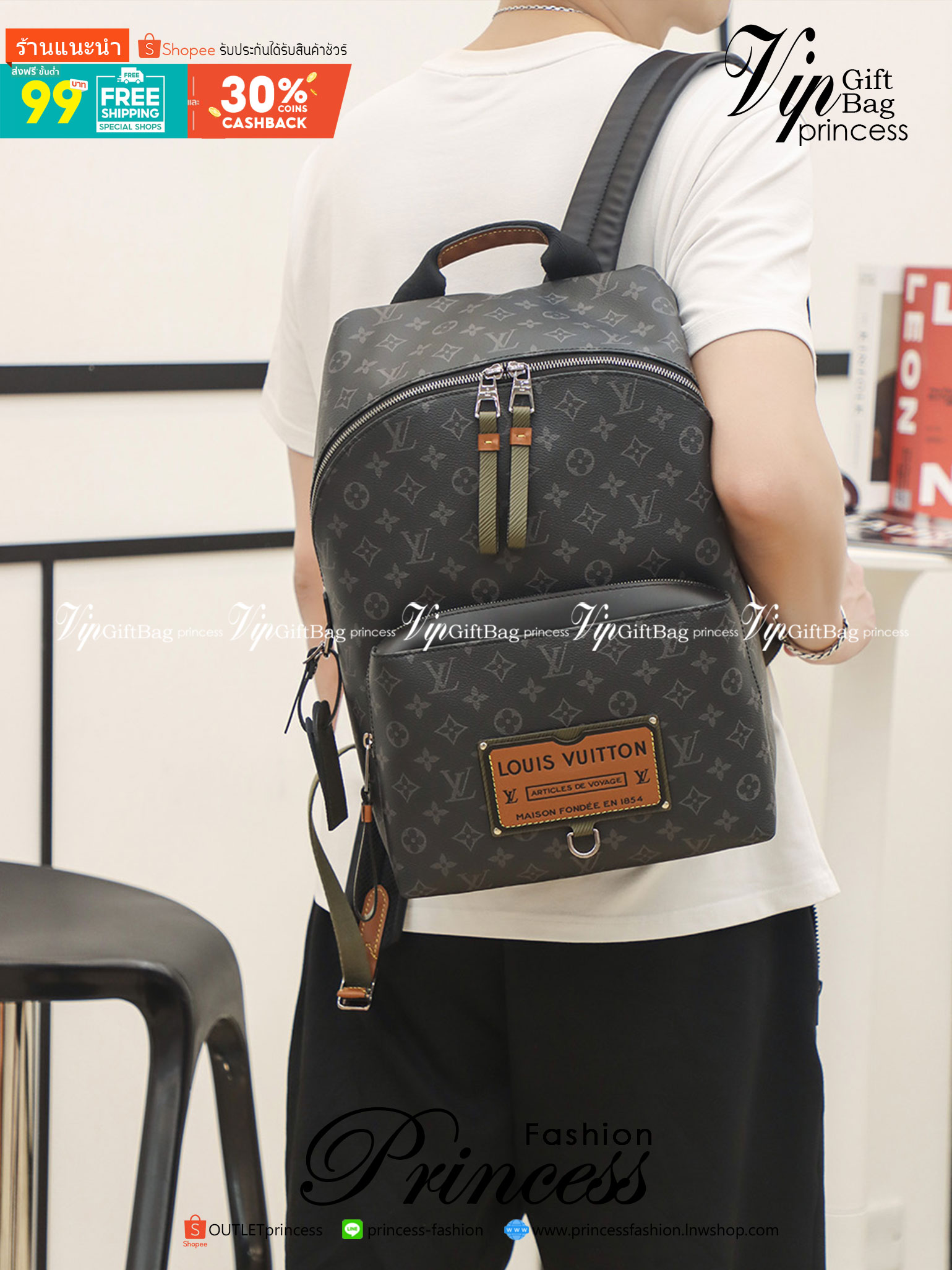 LV Discovery Backpack / LV Backpack in Black กระเป๋าเป้ งานปั้มแบรนด์ ใช้ได้ทั้งชายหญิง ภาพถ่ายจากงานขายจริง ใช้งานต่างประเทศได้