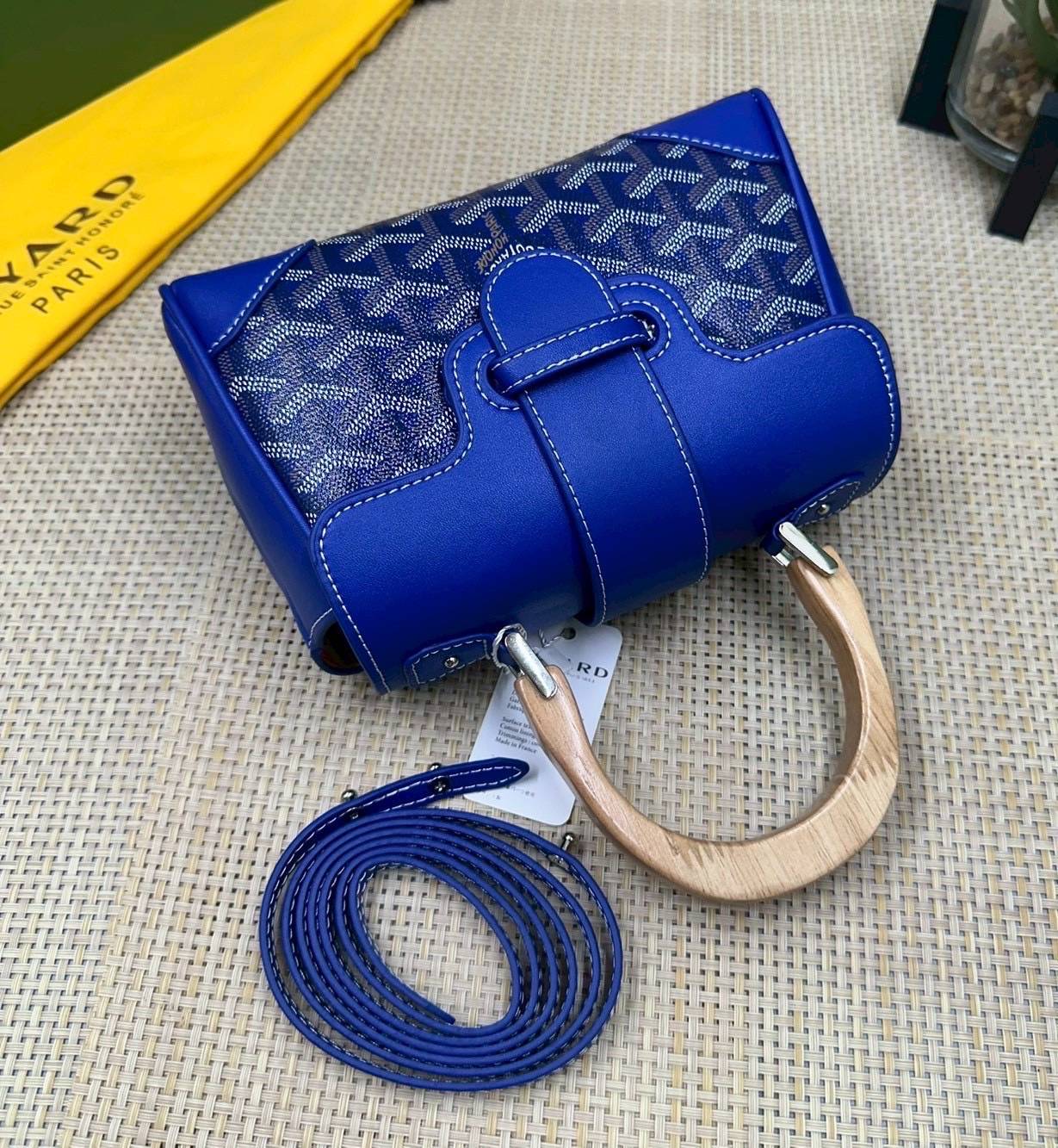10 สี ORI หนังแท้ | GOYARD Saïgon Souple Mini Bag 20cm กระเป๋าถือ/สะพายดีไซน์หูจับไม้เป็นเอกลักษณ์ที่สวยหรูหราสง่างาม