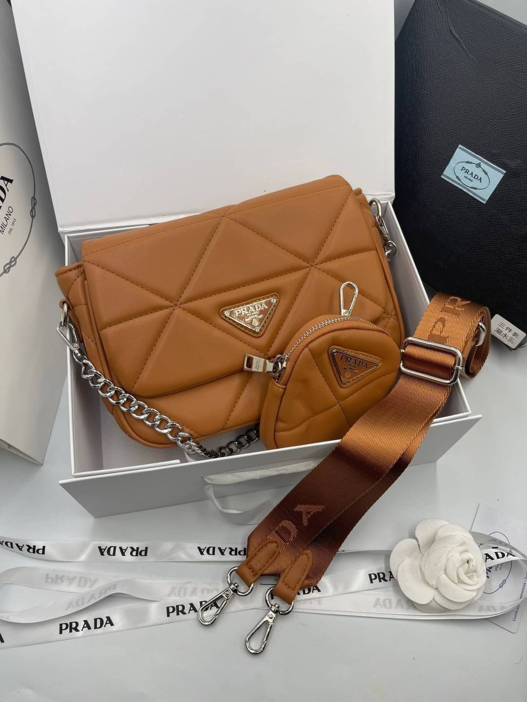 VIP 】PRADA System nappa leather patchwork bag หนังแท้ พร้อมส่งที่ไทย 6 สี