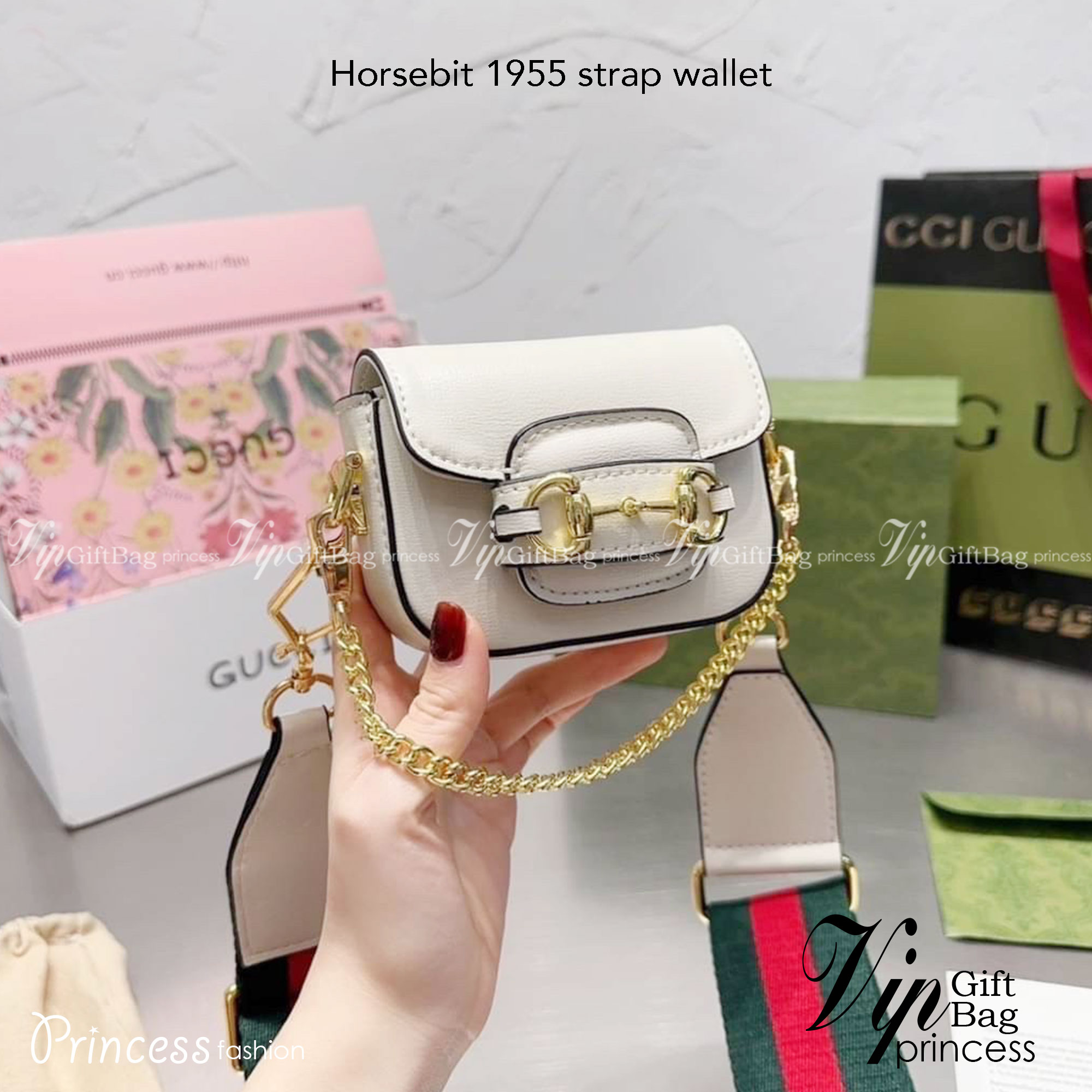 GUCCI HORSEBIT 1955 STRAP WALLET พร้อมส่ง กระเป๋าสะพายใบเล็กจิ๋ว มินิน่ารักน่าใช้ สายสะพายถอดได้ เลื่อนปรับระดับได้ เป็นอีกรุ่นที่น่าใช้มากๆ