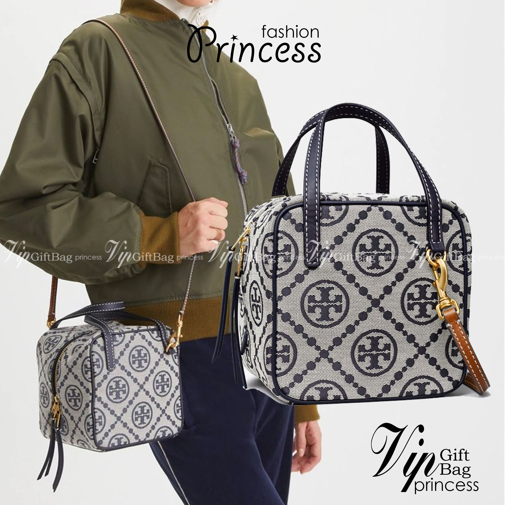 TORY BURCH T MONOGRAM JACQUARD CUBE BAG 🎁พร้อมส่งที่ไทยใหม่ล่าสุด! ปีใหม่นี้เราต้องมีกระเป๋าสวยและเก๋ไว้ใช้กันค่ะ กับกระเป๋าทรง CUBE ดีไซด์ให้ดูเรียลร่วมสมัยมากขึ้น สามารถหยิบจับของได้ง่าย ทรงกระเป๋าแบบกล่อง