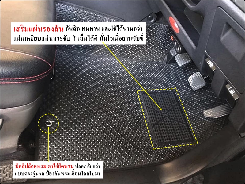 พรมปูพื้นรถยนต์TOYOTA SIENTA พรมลายไบเค่นสีดำ+แผ่นกันสึก เต็มคัน