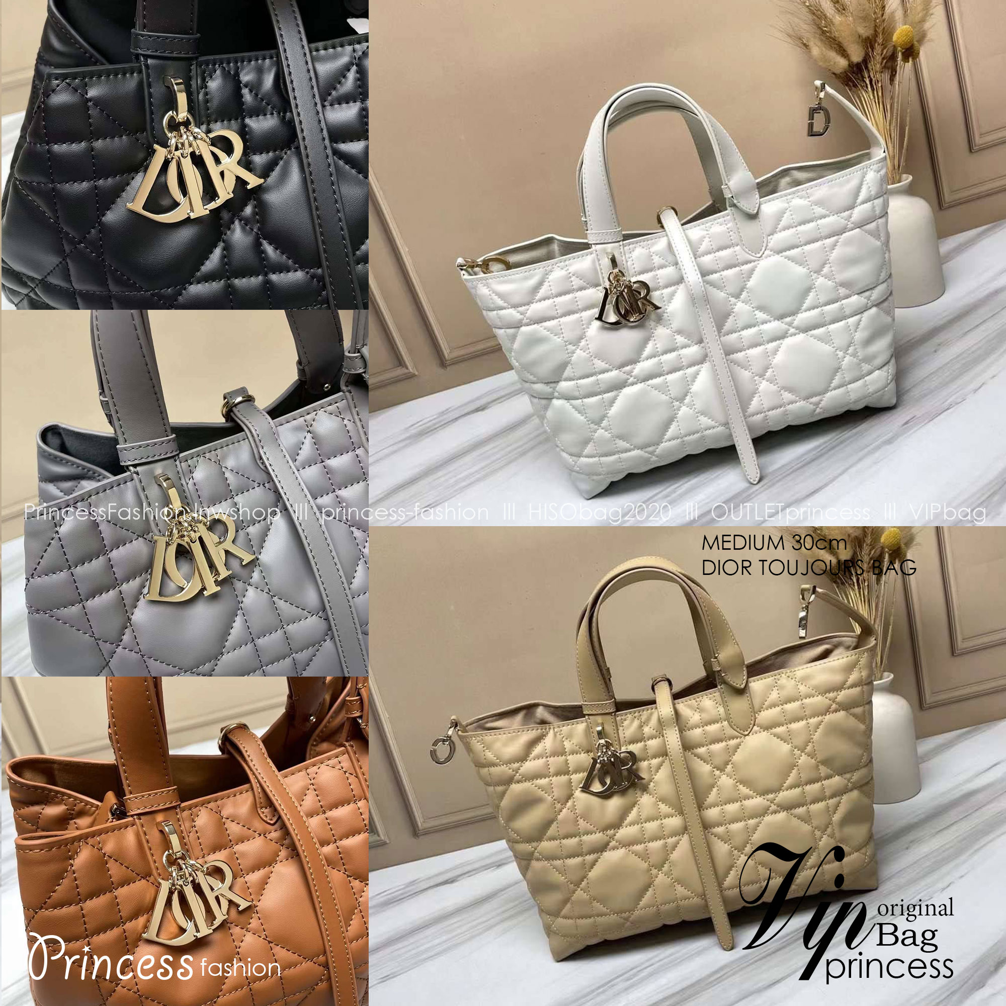 MEDIUM 30cm DIOR TOUJOURS BAG Macrocannage Calfskin / DIOR Tote Bag ออริ 1:1 พร้อมส่ง 5 สี กระเป๋าสะพายทรงโท้ท จุของได้เต็มที่ รูปทรงคลาสสิค หนังสวย หรูหราเกินราคา