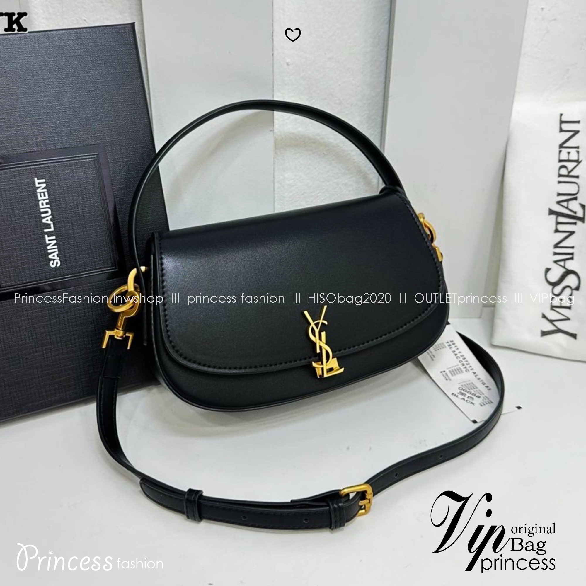 YSL VOLTAIRE in BOX กระเป๋าสะพายทรง Half-moon shoulder bag ดีไซส์หรูหราทันสมัย เรียบหรูดูแพง งานหนังสวยเต็มใบ สีดำอะไหล่ทองสวยคลาสสิก ราคาแสนดีที่สุด 🧡เกรดวีไอพี ไฮเอน ใช้งานต่างประเทศได้