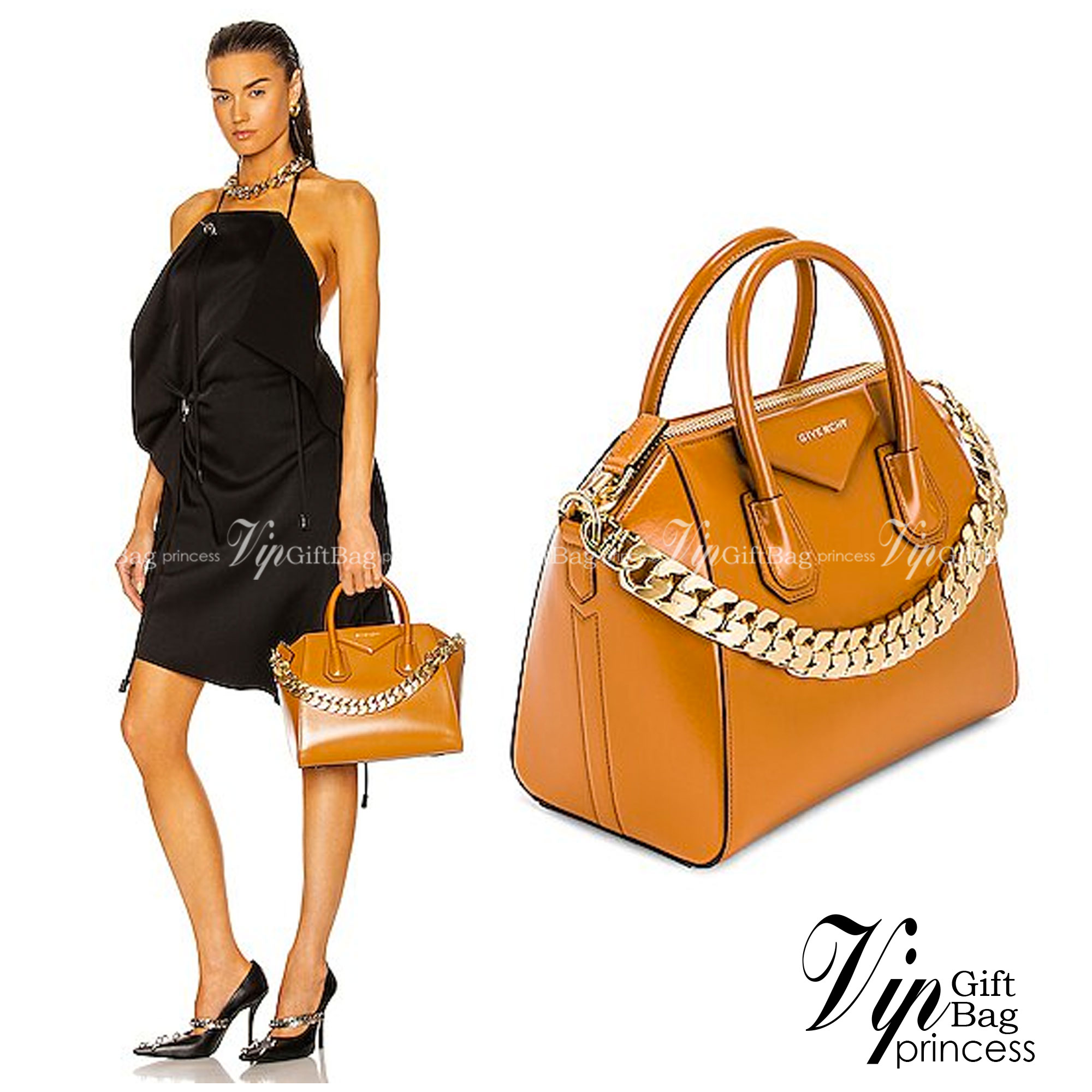 GIVENCHY Antigona Chain Small leather tote bag 10" กระเป๋าสะพายทรงหมอน งานซิปบน หนังเรียบ อะไหล่ทอง กระเป๋าสุดคลาสสิก ใบเดียวก็เอาอยู่ Day to Night Bag เข้าได้กับลุค Smart Casual