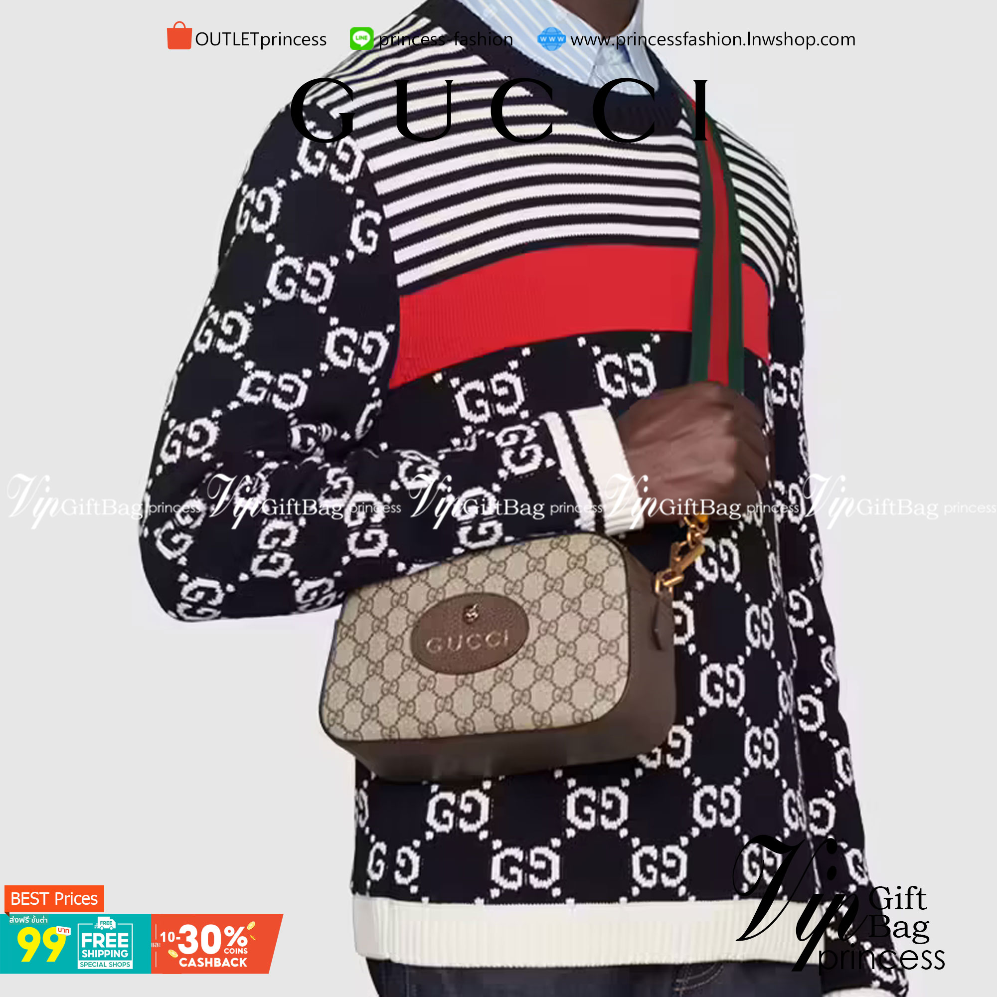 VIP 】หนังแท้ GUCCI Neo Vintage GG Supreme messenger bag พร้อมส่งที่ไทย งานมาพร้อมกล่องครบเซ็ทสวยมากค่ะ