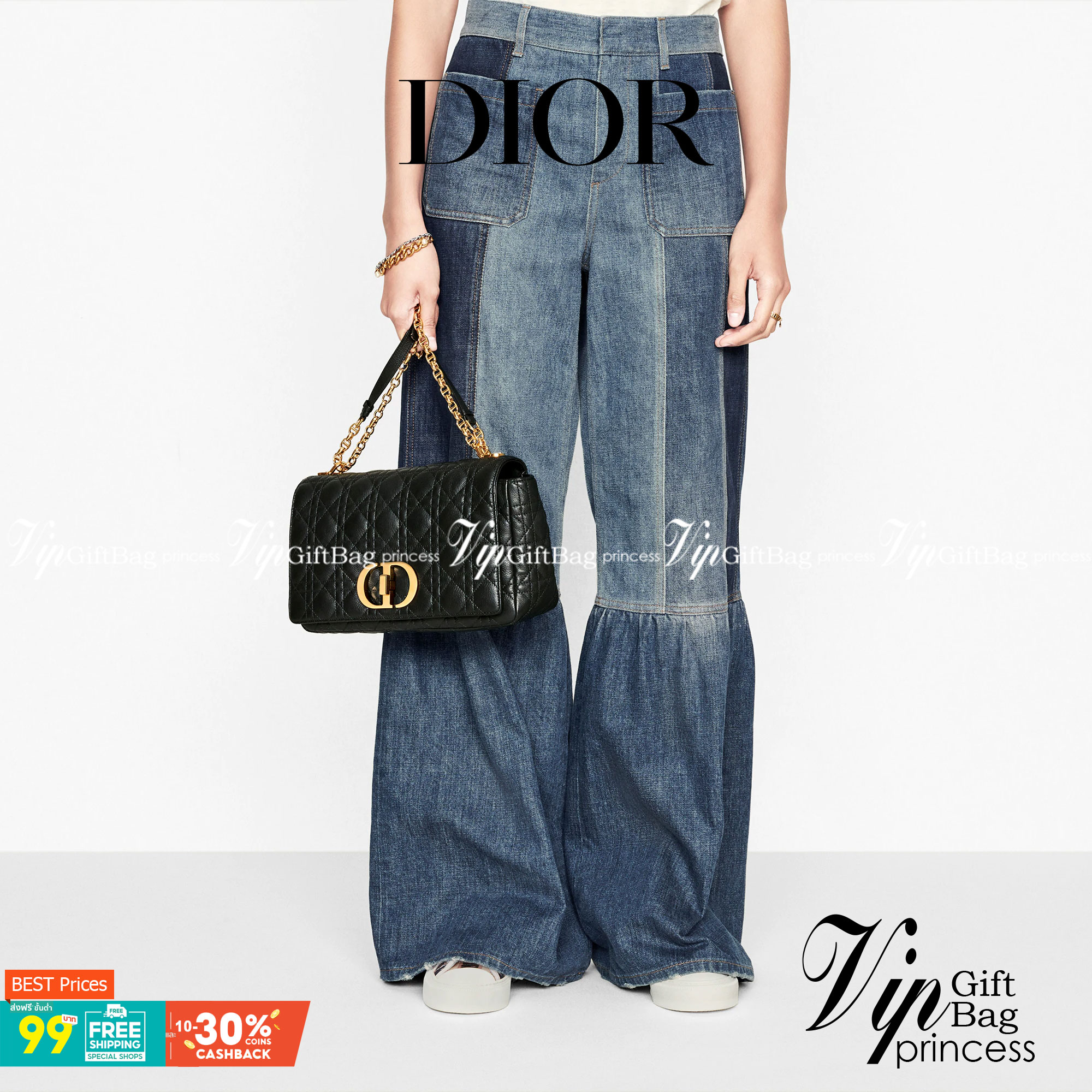 DIOR CARO BAG กระเป๋าสะพายทรงกล่องเปิดหน้าแต่งอะไหล่CD มาพร้อมสายสะพายยาวครอสบอดี้ มาครบ 3 ขนาด หนังสวย ภาพถ่ายจากงานขายจริงนะคะ