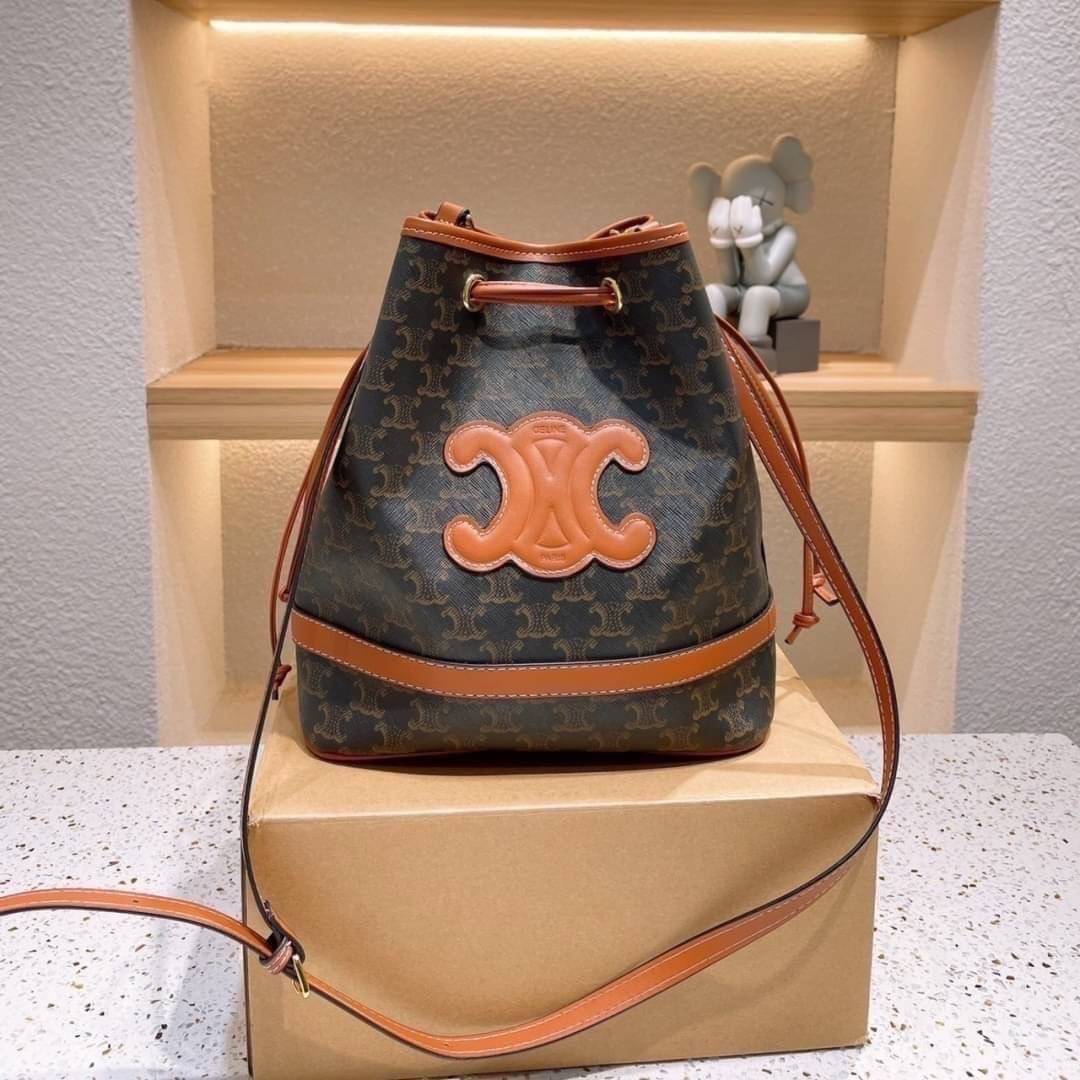 CELINE a monogram canvas bucket bag Size 10”