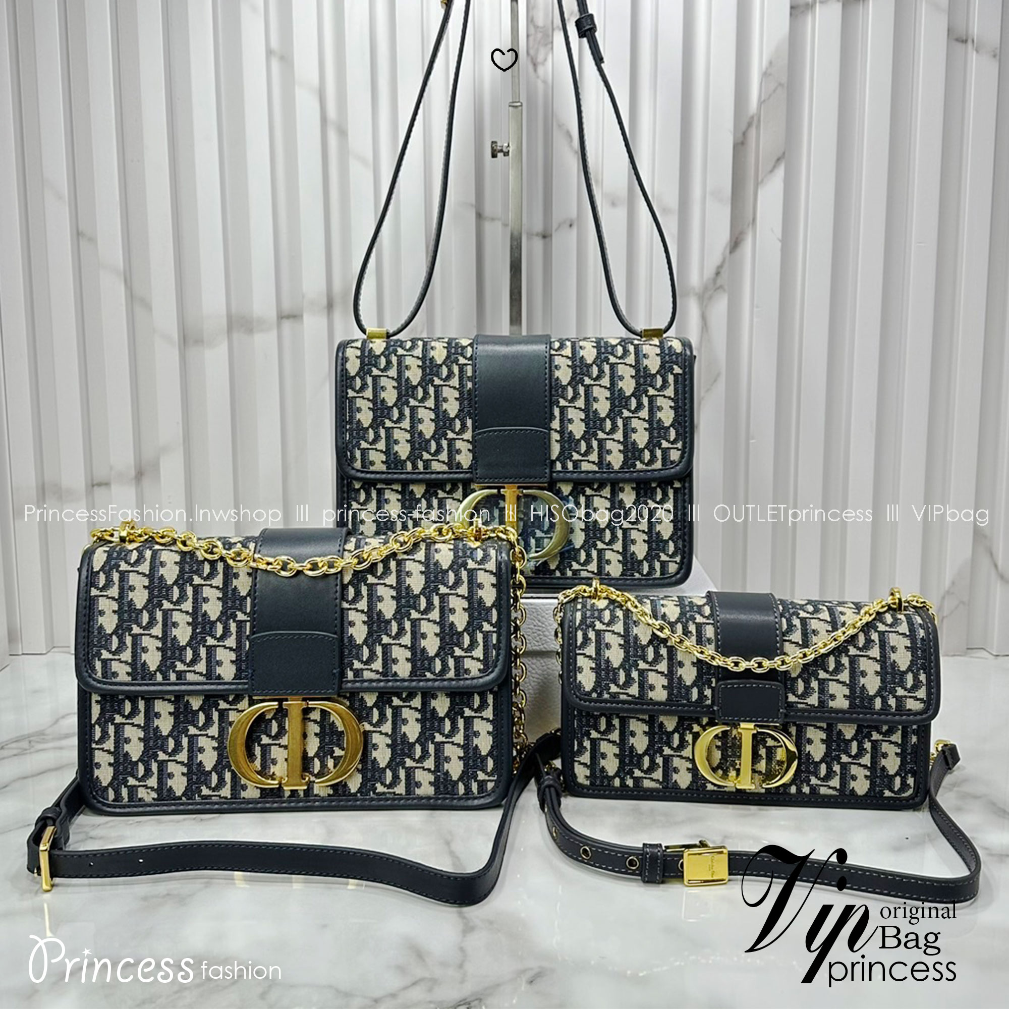 DIOR 30 Montaigne bag Oblique jacquard fabric in blue กระเป๋าสะพายรูปดีไซน์สุดคลาสสิกและสง่างาม หรูหราตามเอกลักษณ์แบรนด์ เกรดท็อปไฮเอน 1:1 ใช้งานต่างประเทศได้