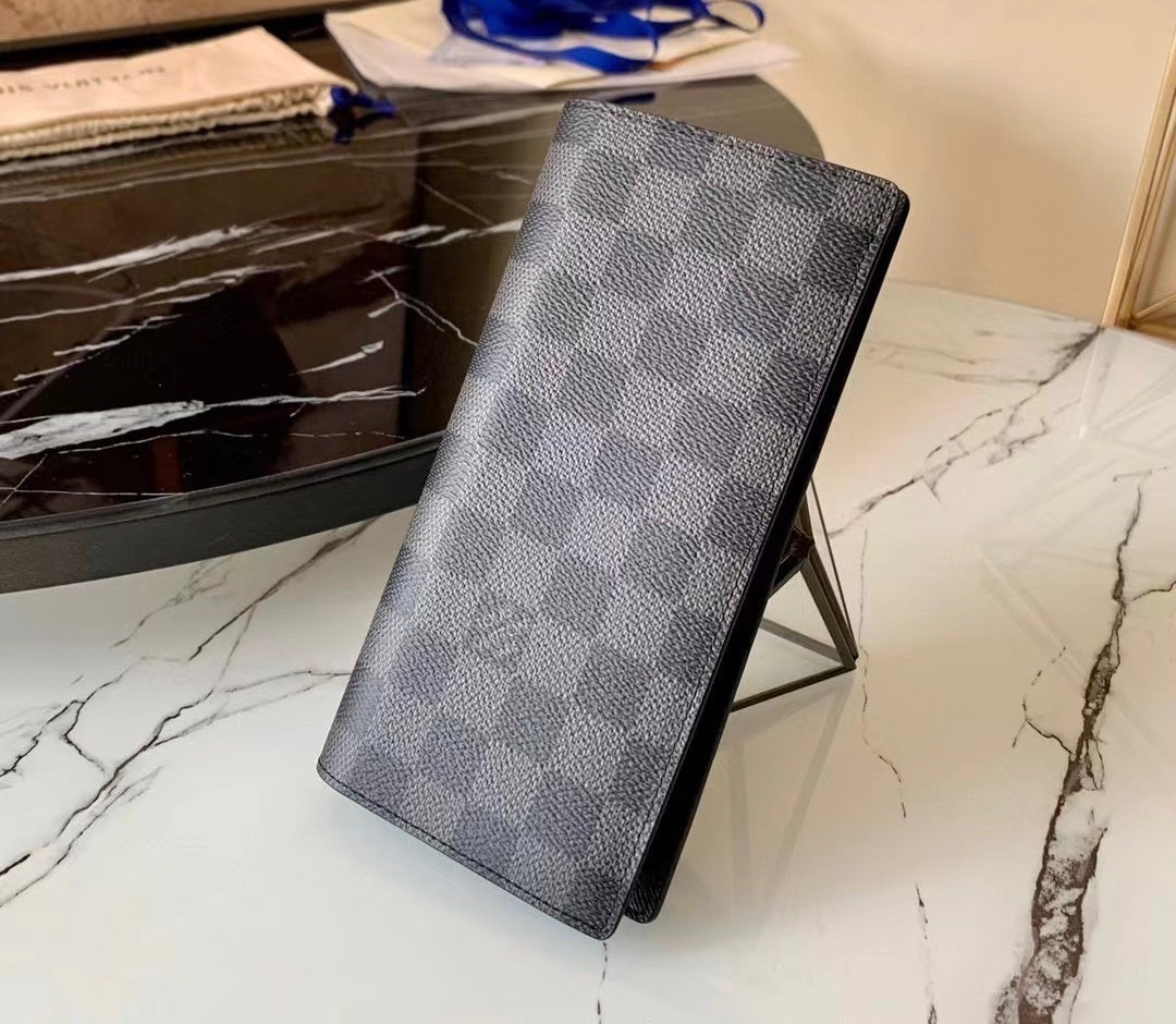 LV Brazza wallet Damier Graphite Canvas Black กระเป๋าสตางค์ใบยาว หนังแท้ เกรดท็อปออริ เกรดดีสุด 1:1 ใช้งานต่างประเทศได้