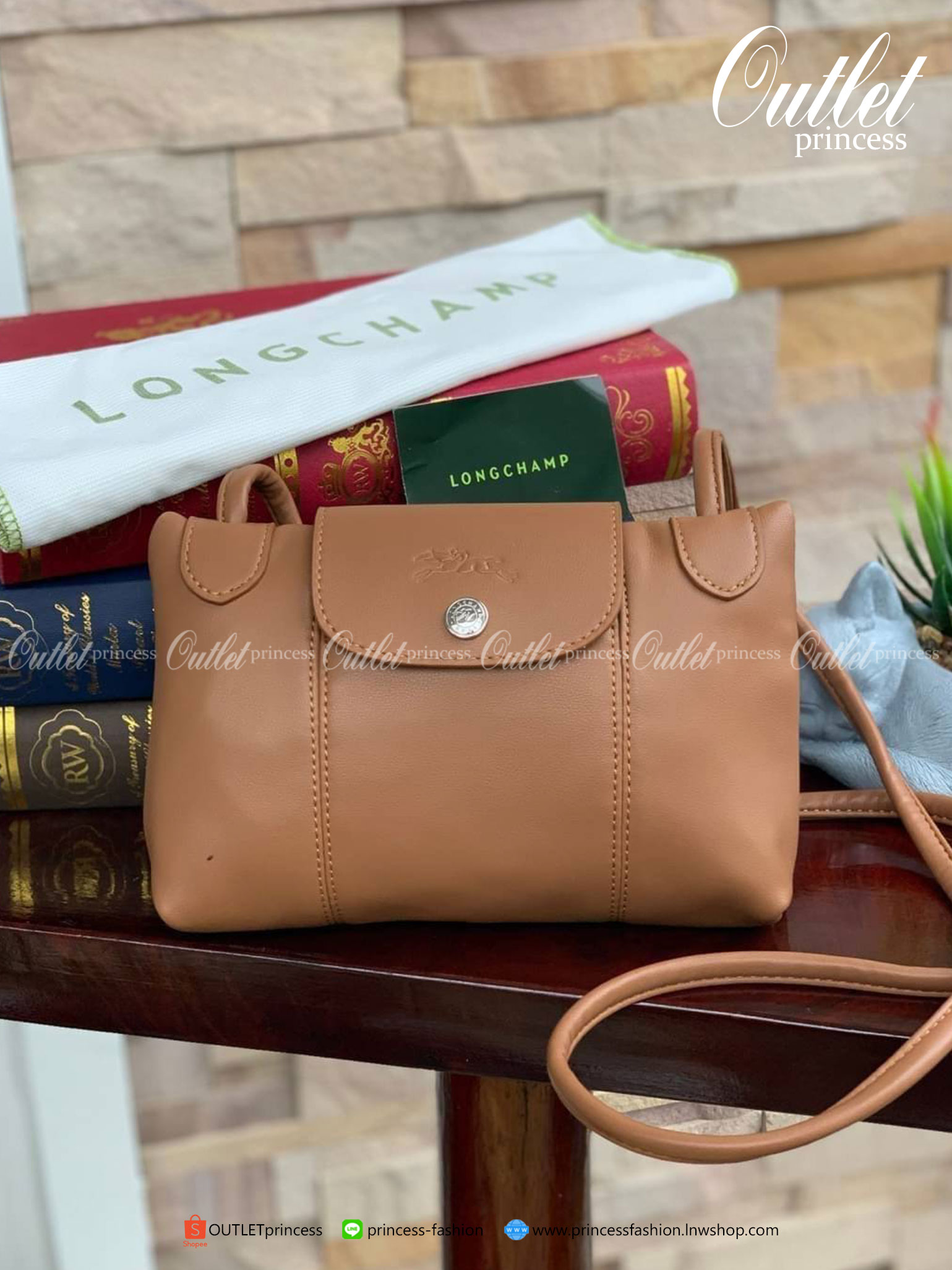 💕 Longchamp Le Pliage Cuir Crossbody Bag