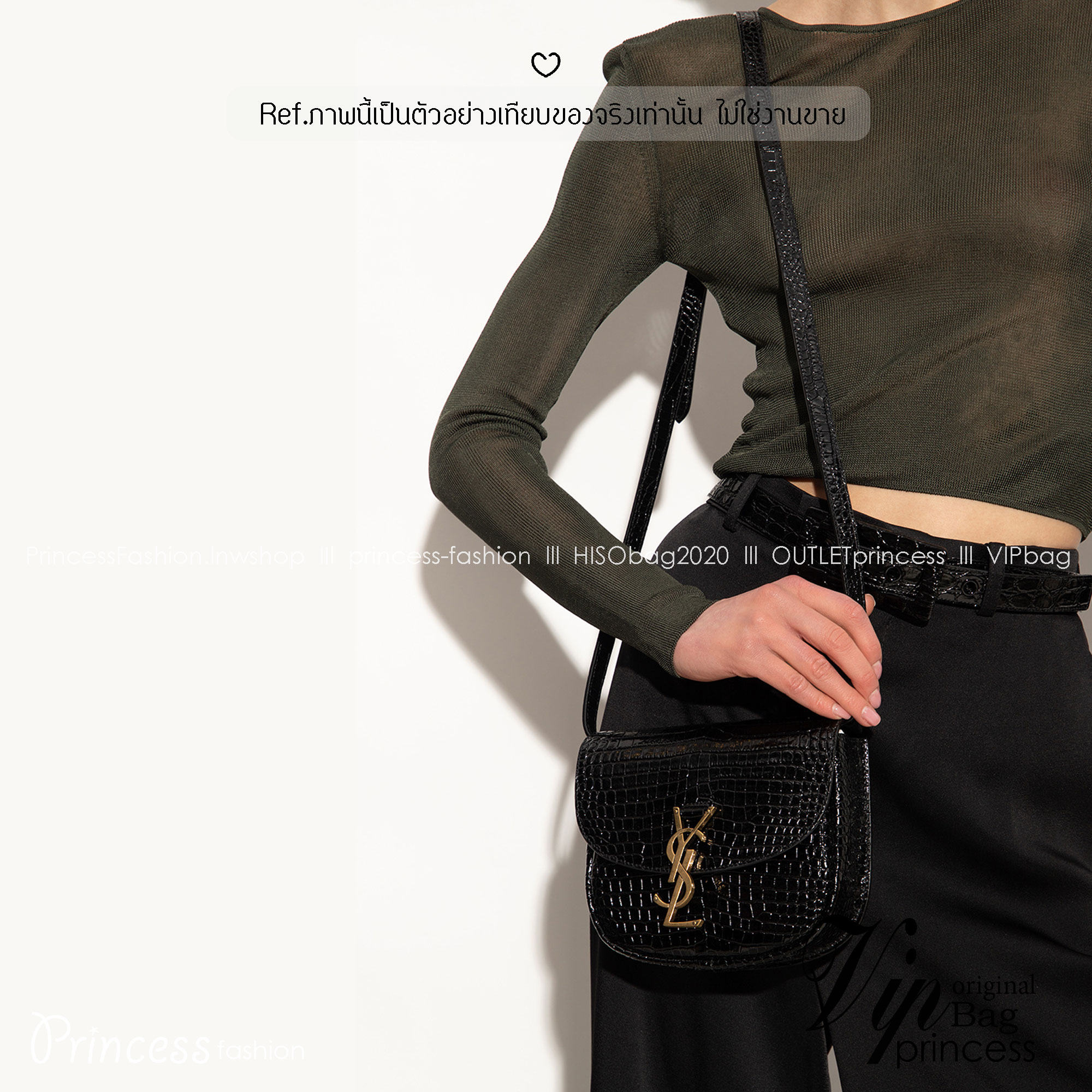 YSL KAIA SMALL SATCHEL IN SHINY CROCODILE LEATHER กระเป๋าสะพายไอเท็มขึ้นแท่น โลโก้โดดเด่น the best seller!! ลิมิเต็ดด้วยหนังลายจระเข้ ดีเทลดูแพงด้วยอะไหล่ตัวล็อคสีทองสวยหรู