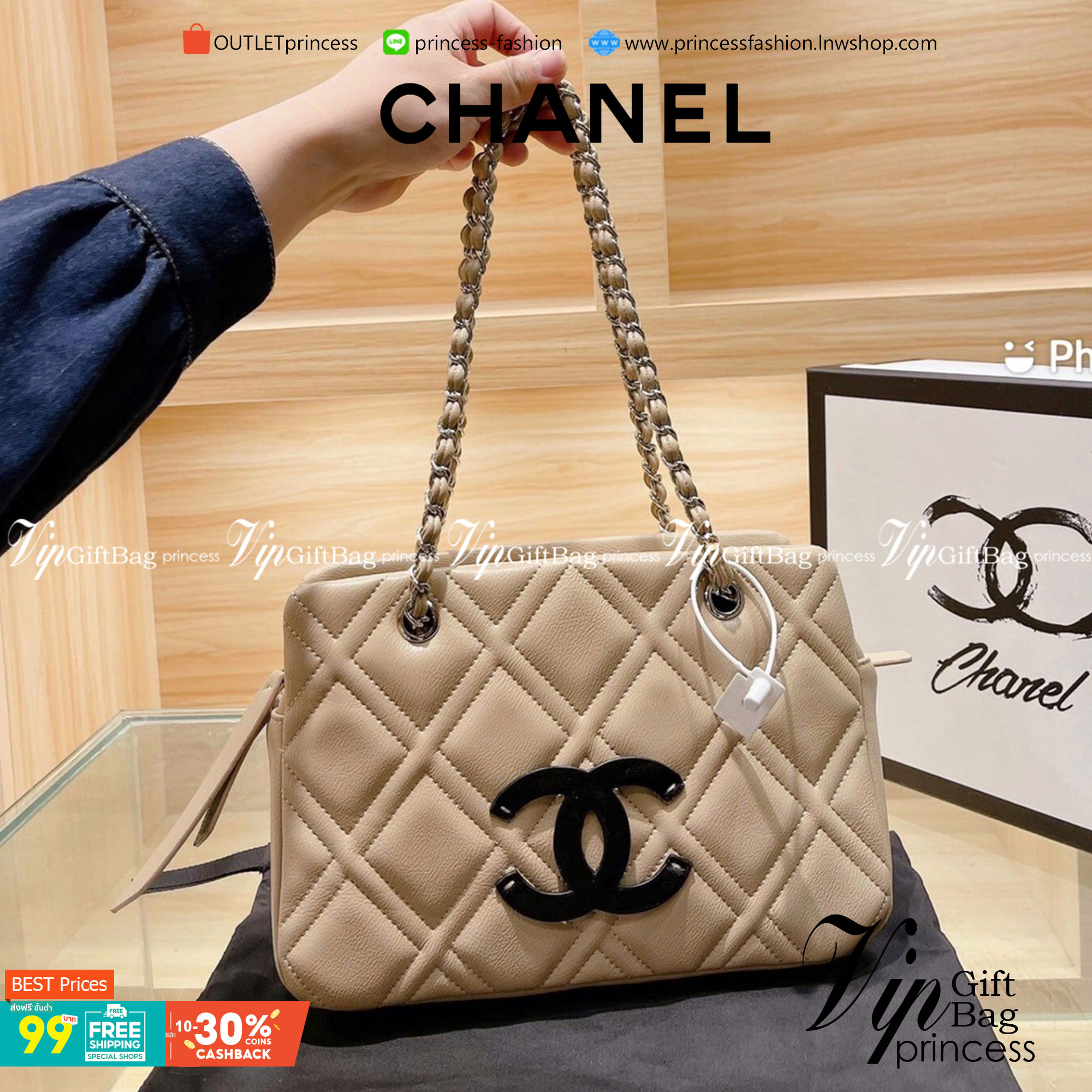 VIP 】CHANEL SHOPPING BAG งานหนังแท้สวยมาก ดีไซน์ทรง TOTE อยู่ทรงสวยหรูคลาสสิคไม่มีเอ้าท์ ภายในโล่งกว้าง จะถือหรือสะพายไหล่ก็ดูดี ไอเท็มแนะนำ พร้อมส่งที่ไทยราคาสุดคุ้ม Rare items เด็ดๆแบบนี้ควรค่าเเก่การสะสมสาวก Chanel GWP ห้ามพลาดค่ะ!