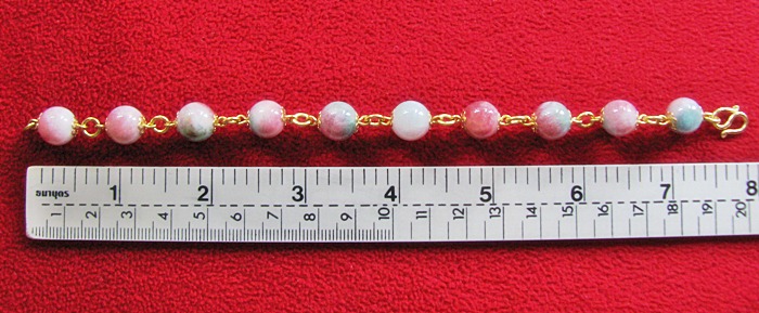 สร้อยข้อมือทองเหลืองหินหยกฮก ลก ซิ่ว(ร่ำรวย โชคลาภ อายุยืน)ค่ะ