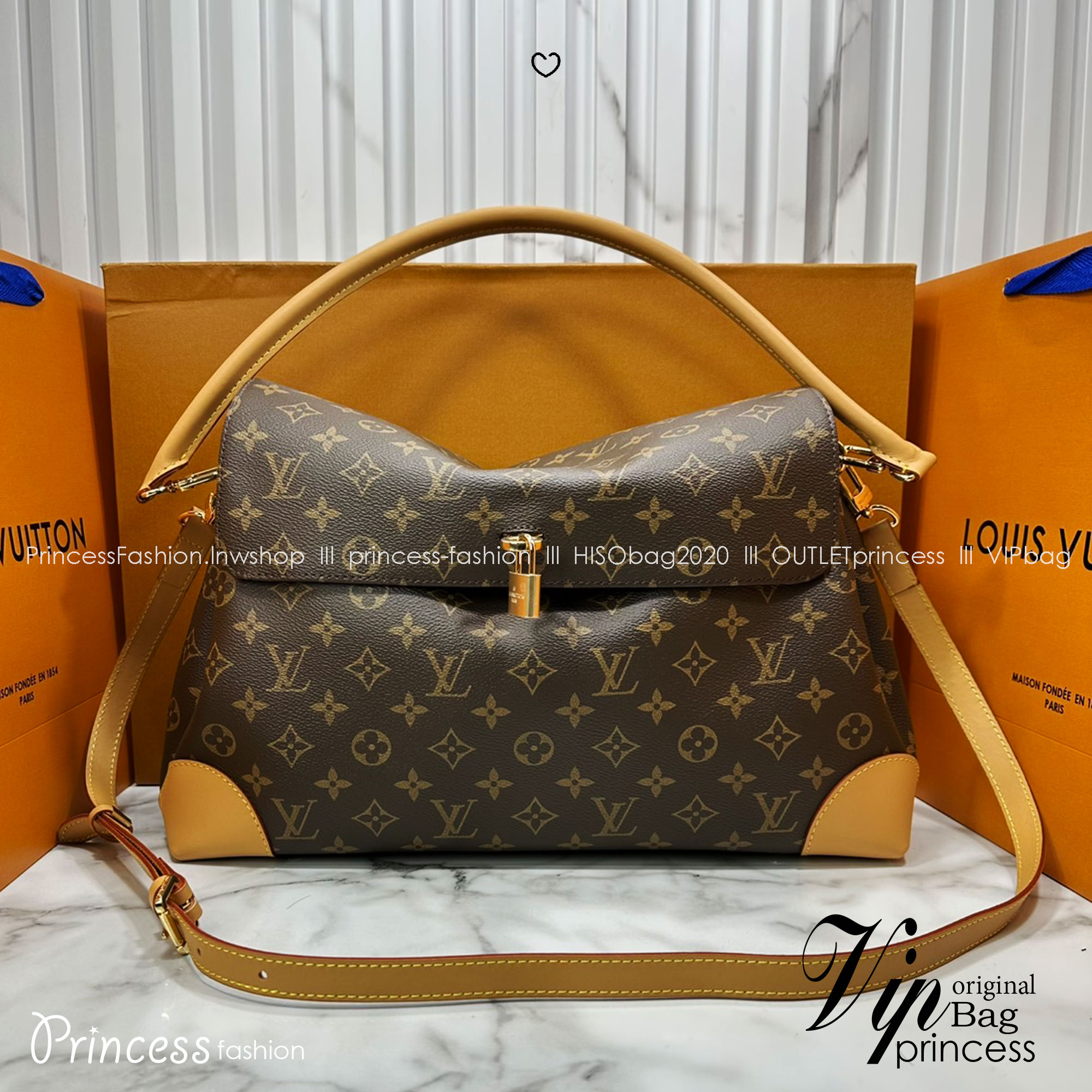 ORI หนังแท้ | LV Hide Away MM Hobo Bag กระเป๋าสะพายทรงสวยหรูสำหรับใส่ทำงานหรือใส่เที่ยวพักผ่อน ผสานดีไซน์เรียบหรูเข้ากับเอกลักษณ์เฉพาะตัวของ Louis Vuitton ผลิตจากผ้าแคนวาสเคลือบลายโมโนแกรม