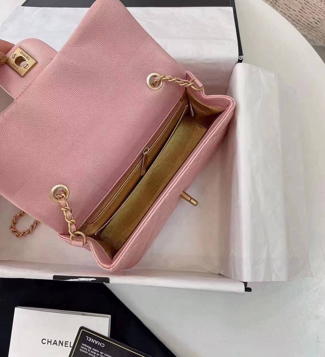 CHANEL MINI FLAP BAG CAVIAR Leather GOLD tone hardware พร้อมส่ง 5 สี