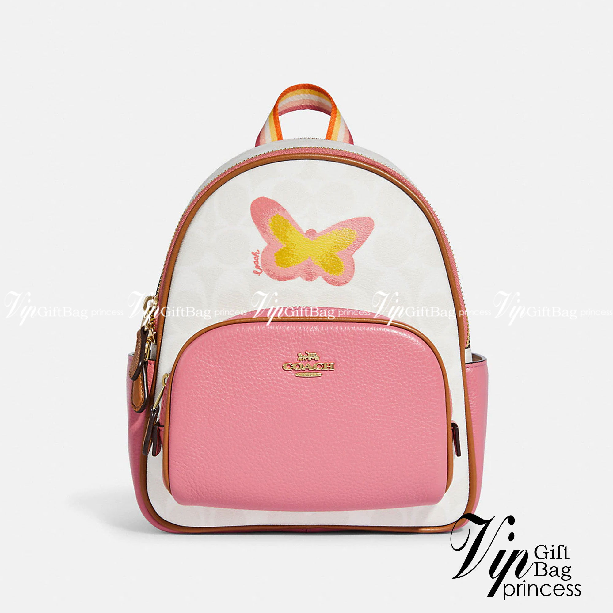 COACH Mini Court Backpack In Signature Canvas With Butterfly / With Radish C8259 C8257 🌈ต่อกันเลย สวยกันก่อน วางน้องไม่ลงเลยจริงๆค่าา😍 พร้อมส่ง! ยังไม่เข้าไทย กับกระเป๋าสะพายหลังแบบมีหูหิ้วในตัว บอกก่อนเลยว่าหนังของน้องทั้งนิ่ม ทั้งสวย อย่