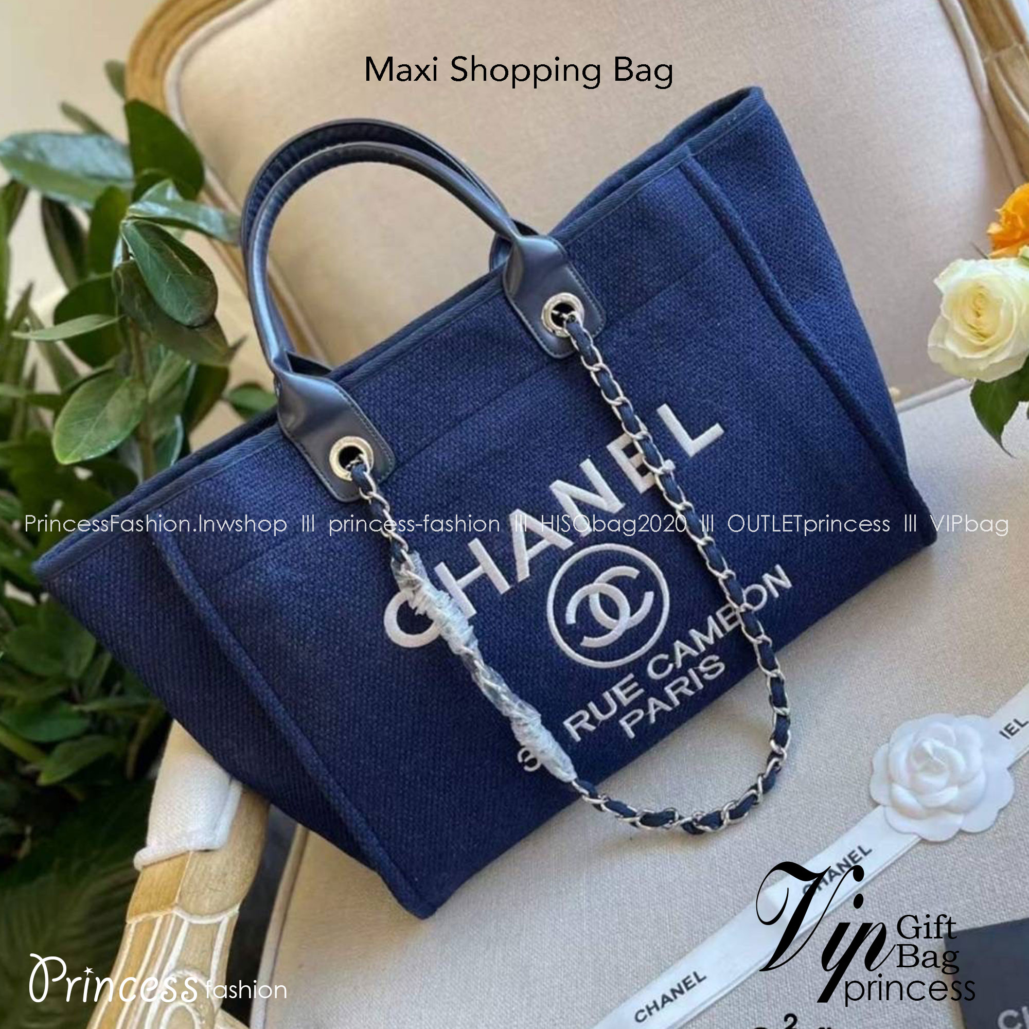 CHANEL Maxi Shopping Bag / Chanel tote bag 15" กระเป๋าทรงโท้ทใบใหญ่กระเป๋าผ้าแคนวาส งานสกรีนสวยหรูใบใหญ่สไตล์เซเลปค่ะ