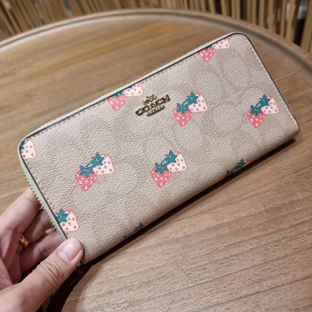 OUTLET 】COACH ACCORDION ZIP WALLET IN SIGNATURE CANVAS F86093 C3287 F98126 กระเป๋าสตางค์ใบยาว น่ารักน่าใช้