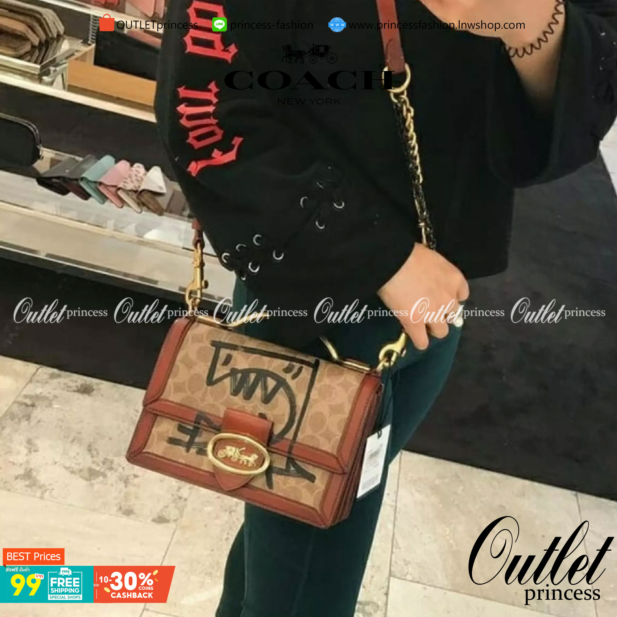 Coach Riley Top Handle 22 In Signature Canvas With Rexy Bag