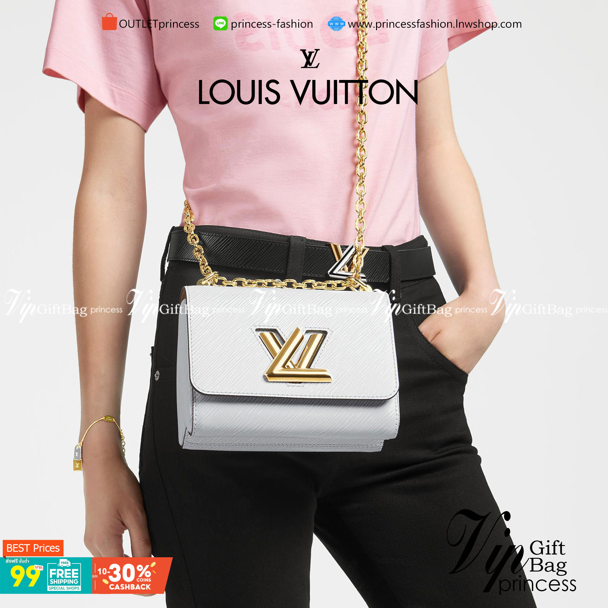 VIP 】หนังแท้ LOUIS VUITTON Epi Twist Shoulder Bag MM 4 สี พร้อมส่งที่ไทย