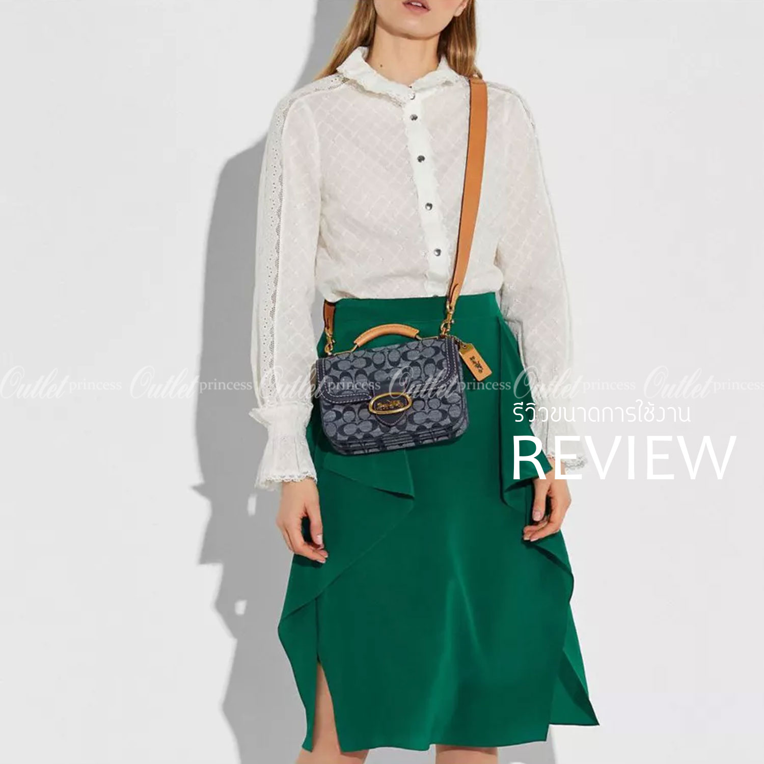 Coach Riley Top Handle 22 In Signature Signature chambray and glovetanned leather