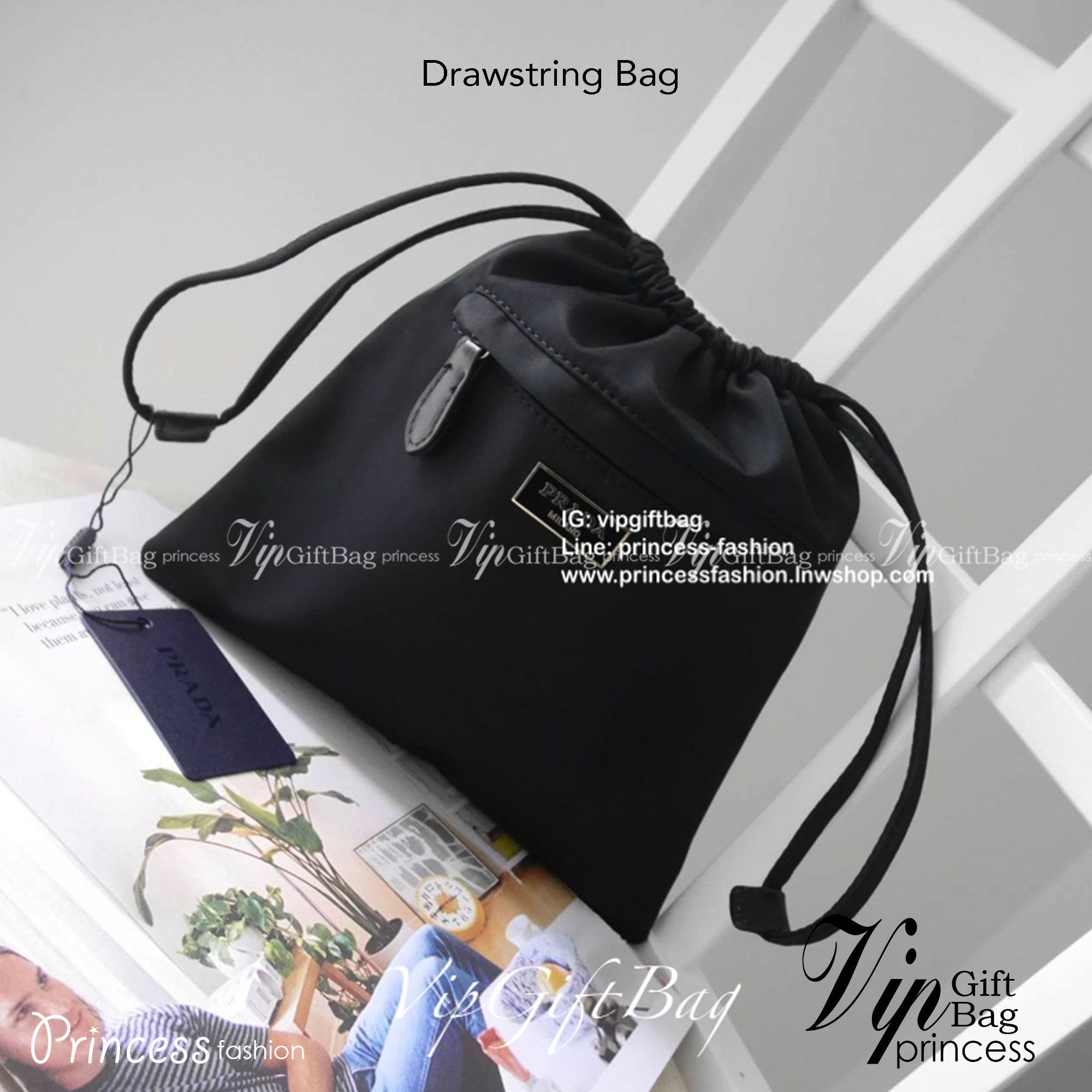 PRADA Drawstring Bag / PRADA BUCKET BAG กระเป๋าอเนกประสงค์ ทรงหูรูด ผ้าไนล่อนเต็มใบ กระเป๋าถือหรือคล้องแขน