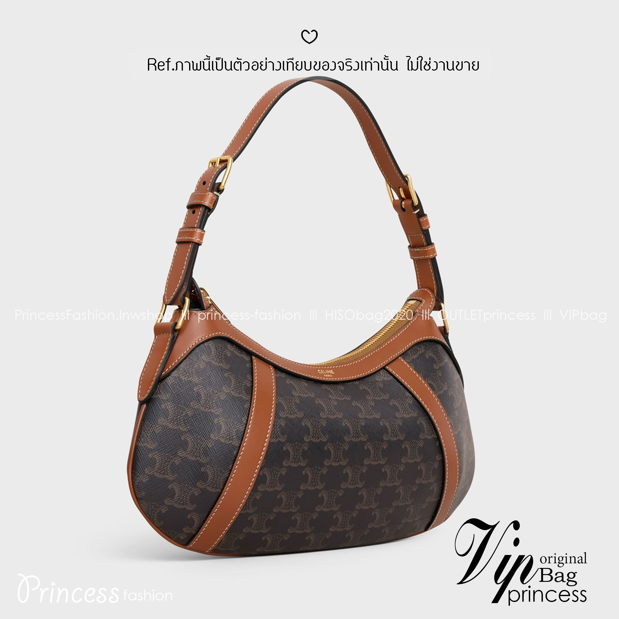 CELINE STRIPED HOBO in TRIOMPHE กระเป๋าสะพายทรงโฮโบ รูปทรงสวยคลาสสิค ใหม่ล่าสุดก่อนใคร ใช้งานได้ง่าย ทุกลุค ทุกสไตล์ งานแคนวาสแท้พิมพ์ลายคมชัด สะพายไหล่แล้วดูหรูหรา