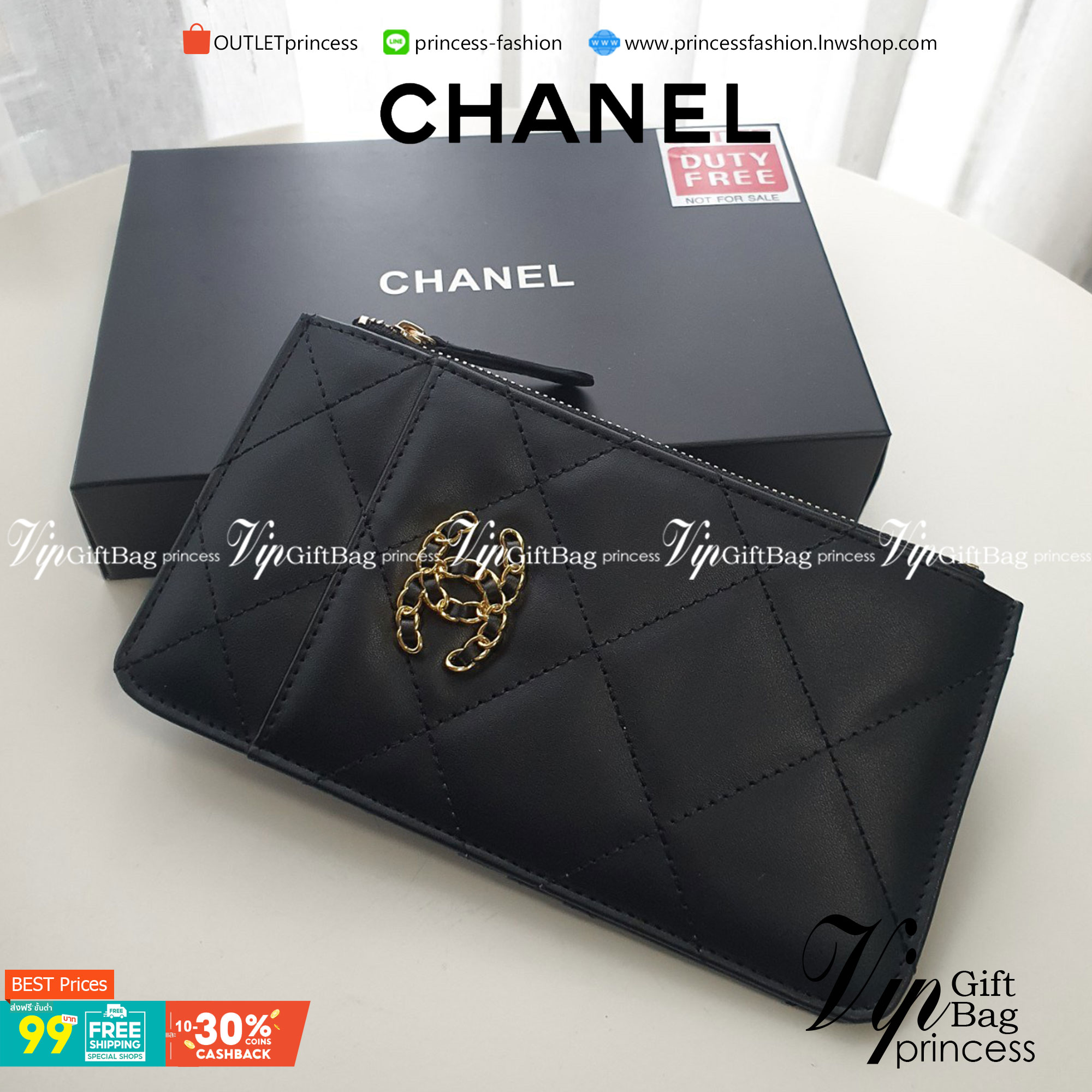 VIP 】รุ่นใหม่ล่าสุด 🎁 พร้อมส่งที่ไทยค่าา จุเงินได้เต็มกระเป๋า♡♡ แนะนำรุ่นนี้เลยคะ งานพรีเมี่ยมกิ้ฟท์จากเค้าเตอร์ต่างประเทศ กระเป๋าสตางค์ทรงสวย สะดุดตา หนังสัมผัสลายด้าน จากแบรนด์ CHANEL (GWP) ด้านหน้ามีโลโก้แบรนด์ CC สีทองหรู มีช่องซ