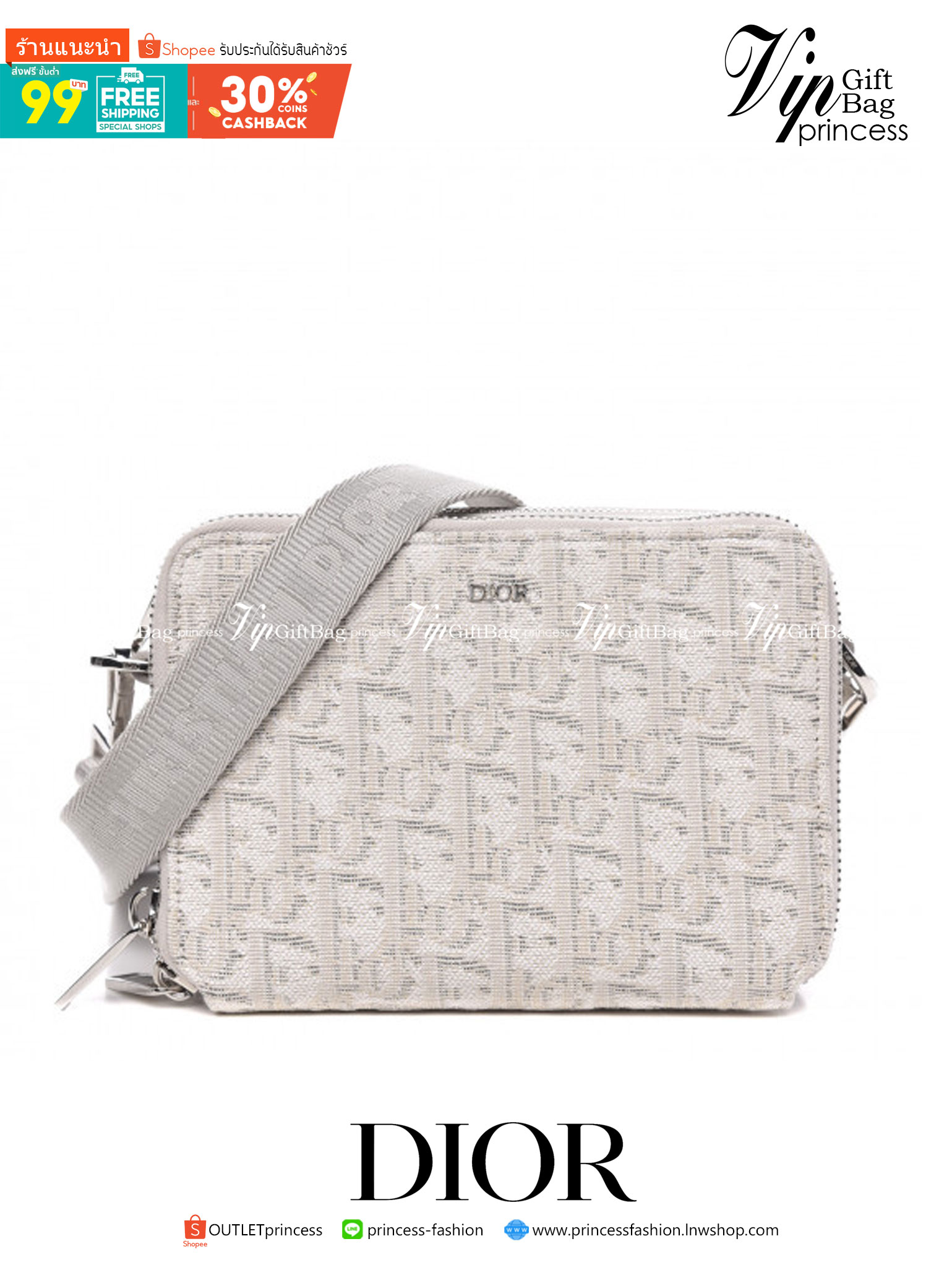 หนังแท้ DIOR POUCH WITH SHOULDER STRAP Oblique Jacquard พร้อมส่งที่ไทย งานหนังแท้และผ้าแจ็คการ์ดออริจินอล ภาพสินค้าถ่ายจากงานขายจริง ใช้งานต่างประเทศได้