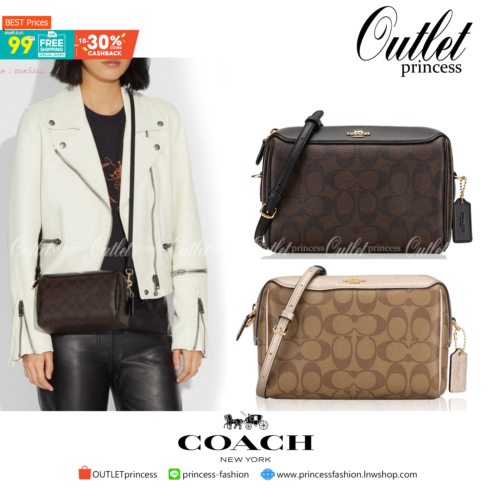 COACH BENNETT CROSSBODY IN SIGNATURE CANVAS กระเป๋าสะพายข้าง รุ่นหมอนไร้หูในตำนาน!! คัมแบคจ้า กลายเป็นรุ่นที่ตามหากันไปแล้วน้า ด้วยทรงที่คลาสสิค บวกดีไซน์เรียบแต่แฝงความหรู ใครๆก็หลงรักแหละ!! ดูออก!! วัสดุหนังแคนวาสเคลือบคุณภาพดี เปิด-ปิดด้วยซิป มาพร้อมสา